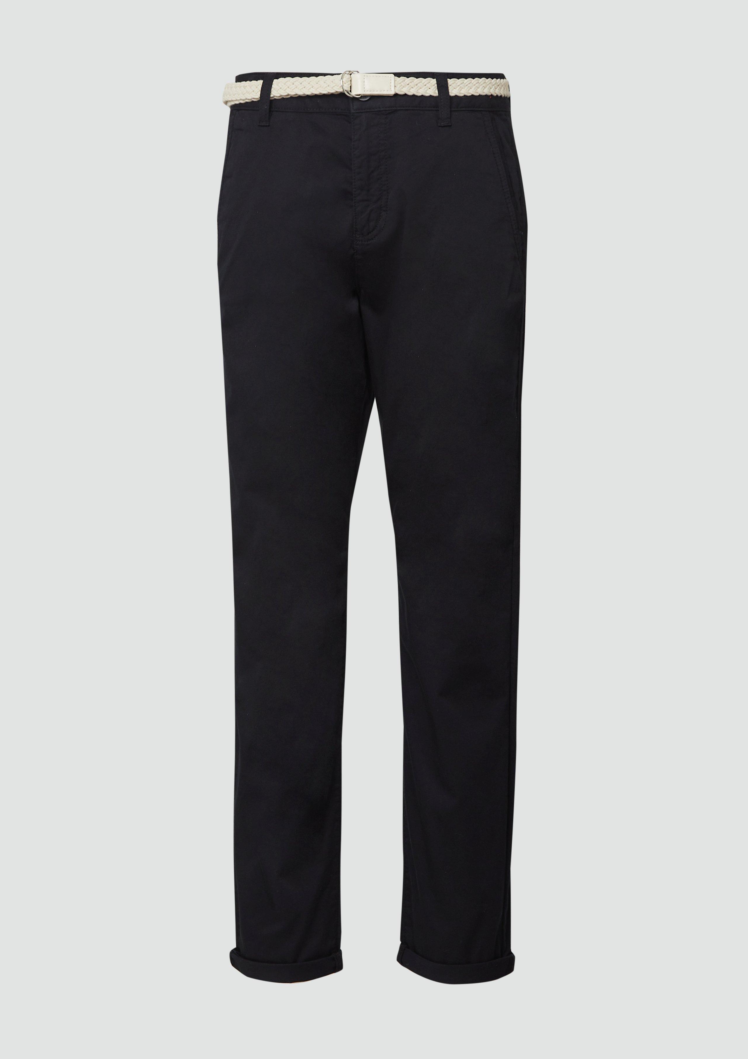 s.Oliver - Chino mit geflochtenem Gürtel und Garment Dye, Damen, schwarz