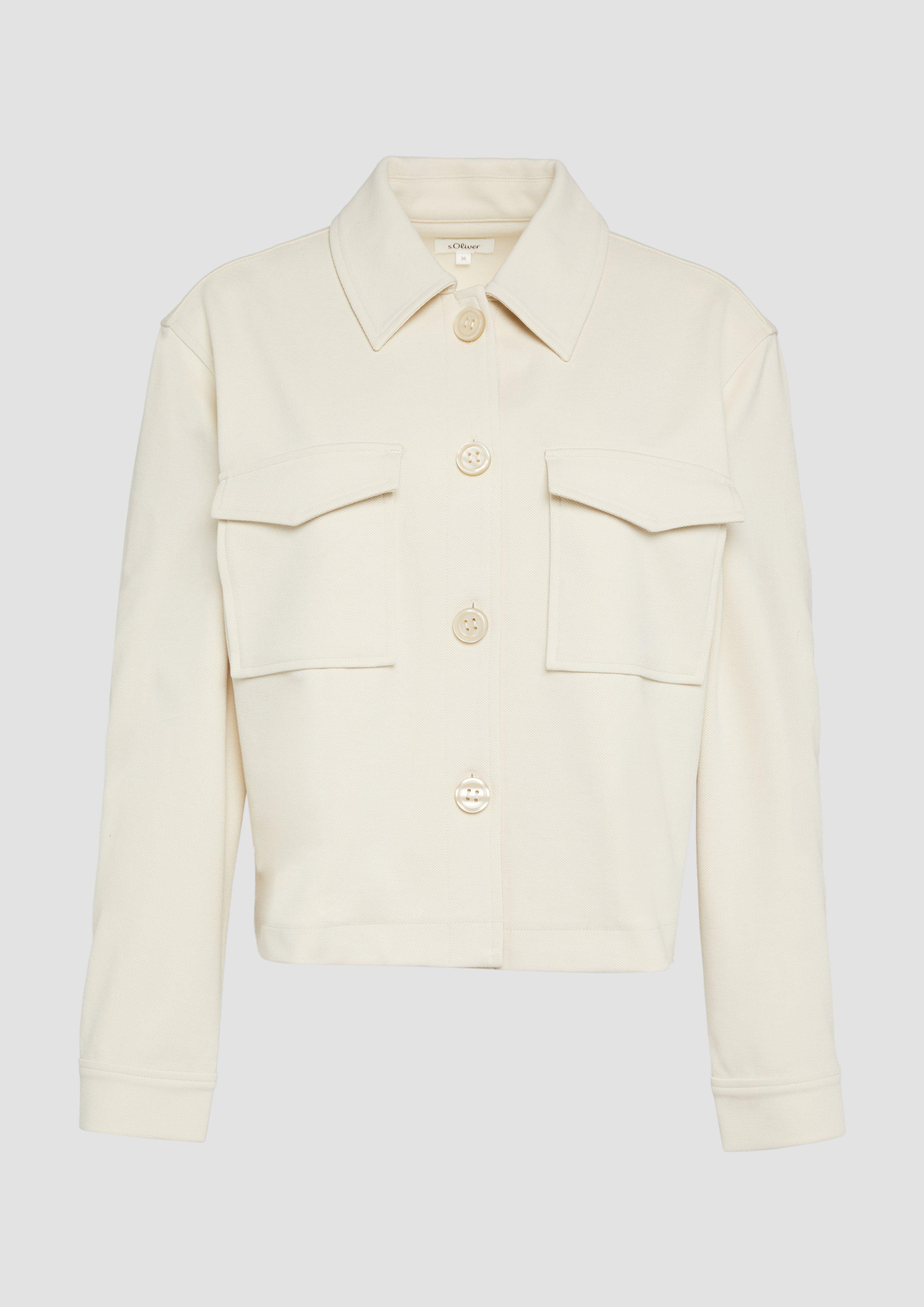 s.Oliver - Jacke im Relaxed Fit aus Struktur-Jersey, Damen, Beige