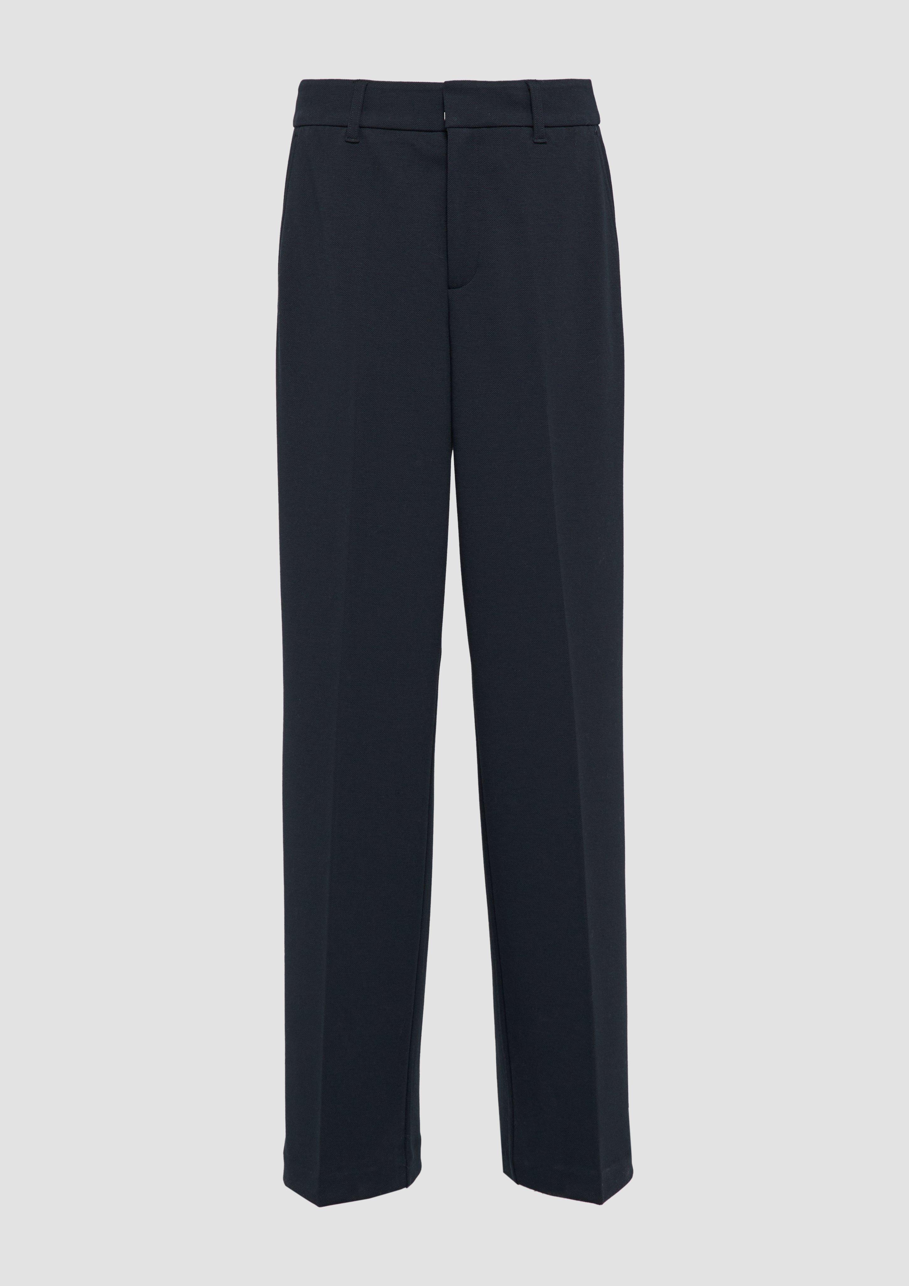 s.Oliver - Wide-Leg-Hose aus Struktur-Jersey, Damen, blau
