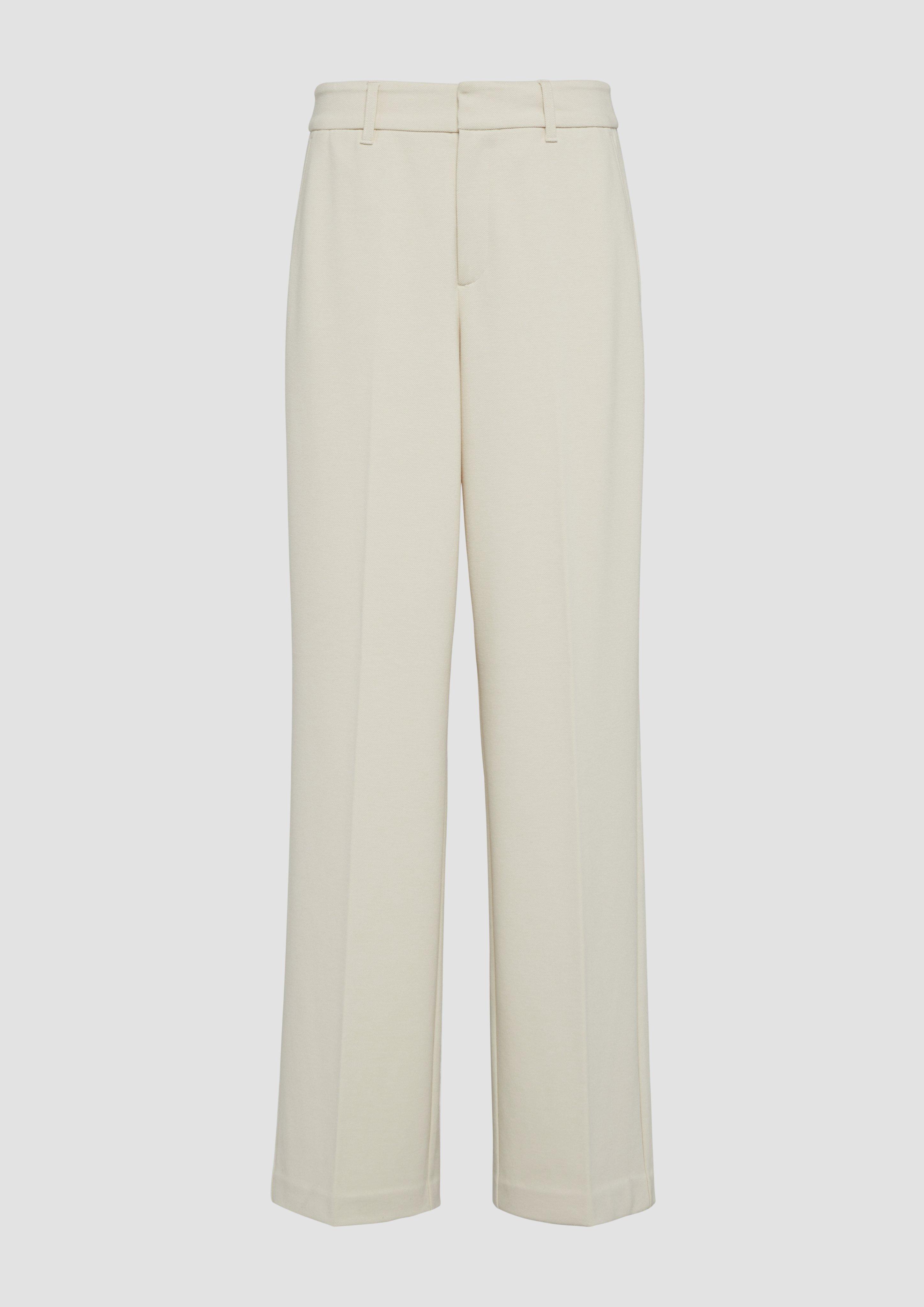 s.Oliver - Wide-Leg-Hose aus Struktur-Jersey, Damen, Beige