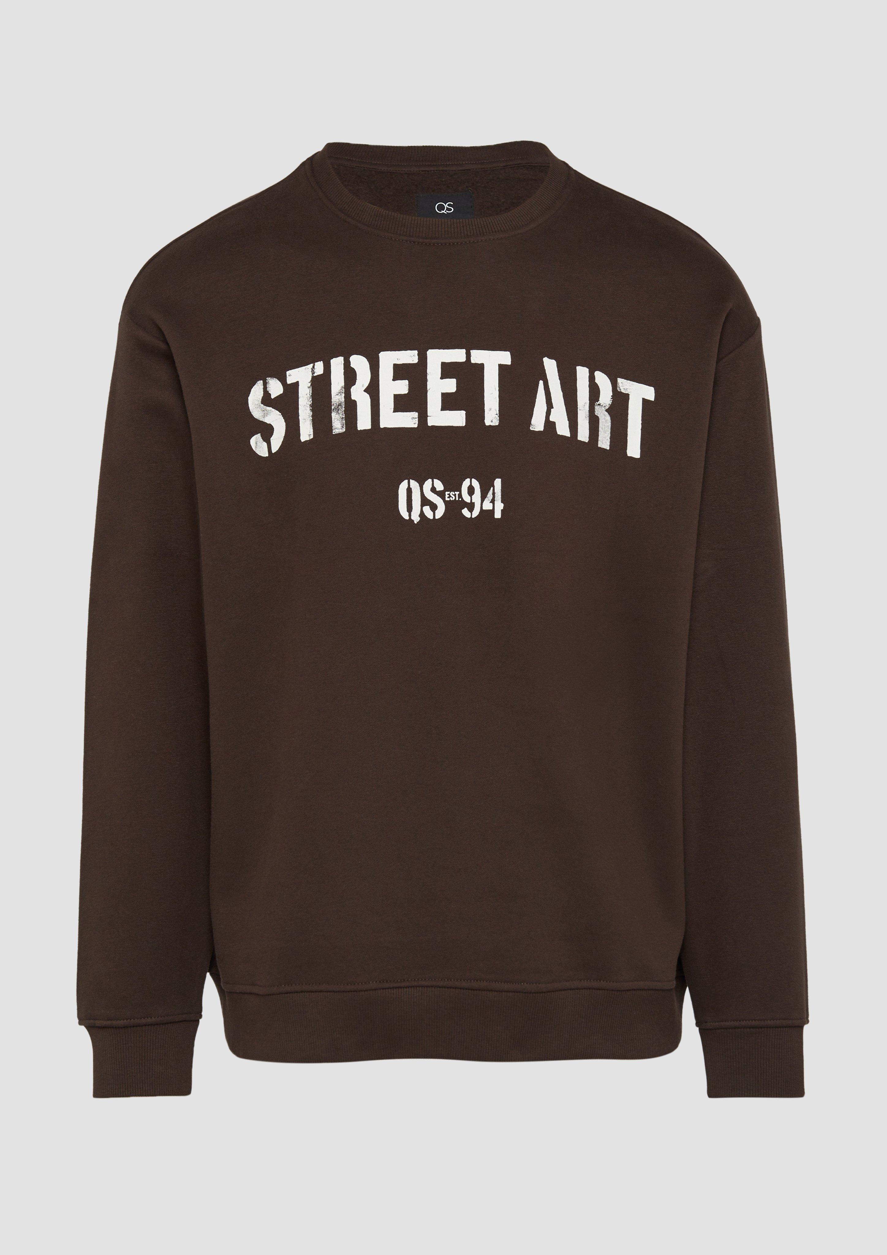 QS - Sweatshirt mit Frontprint, Herren, braun