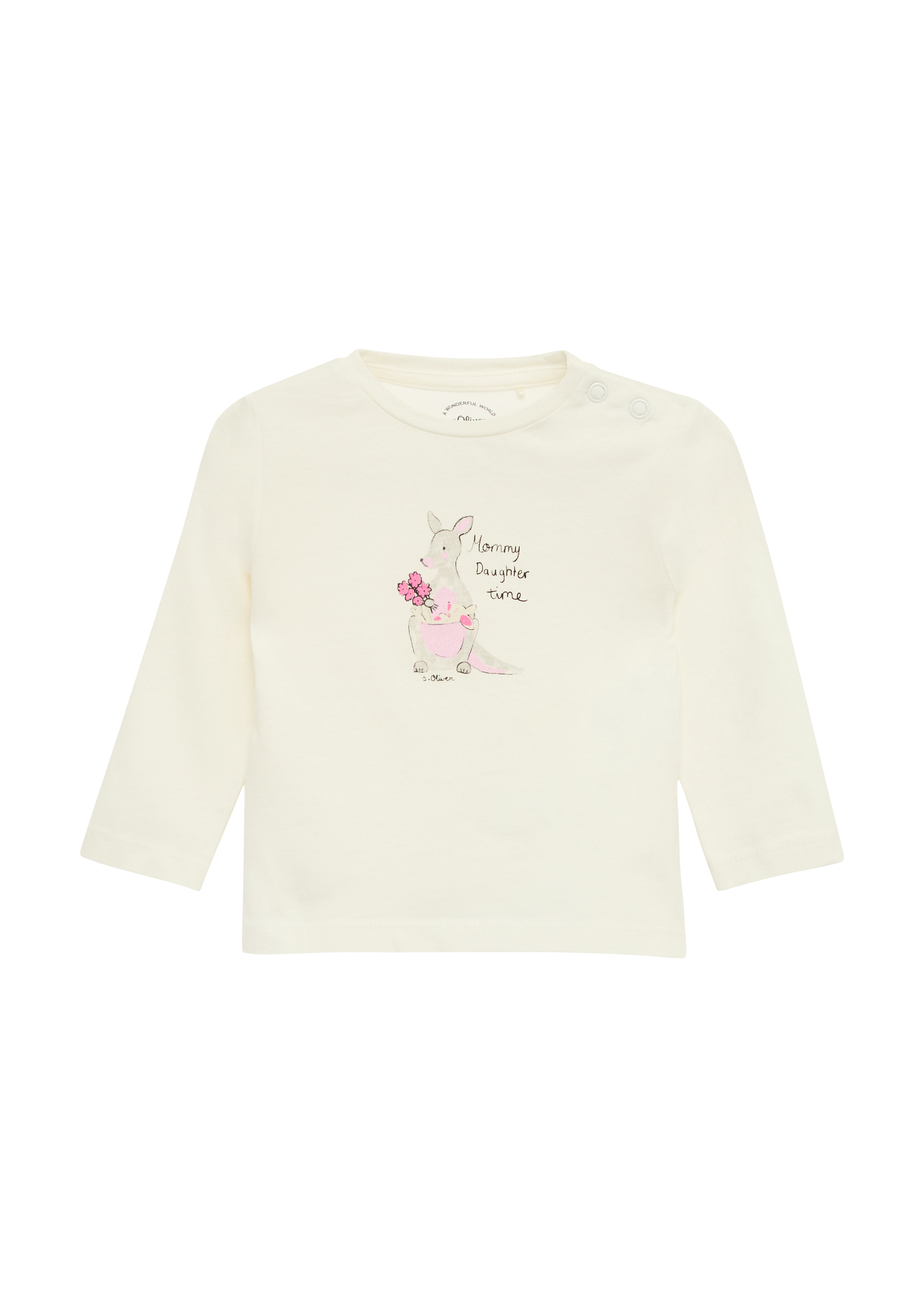 s.Oliver - Weiches Longsleeve aus Baumwolle mit glitzerndem Frontprint, Babys, creme