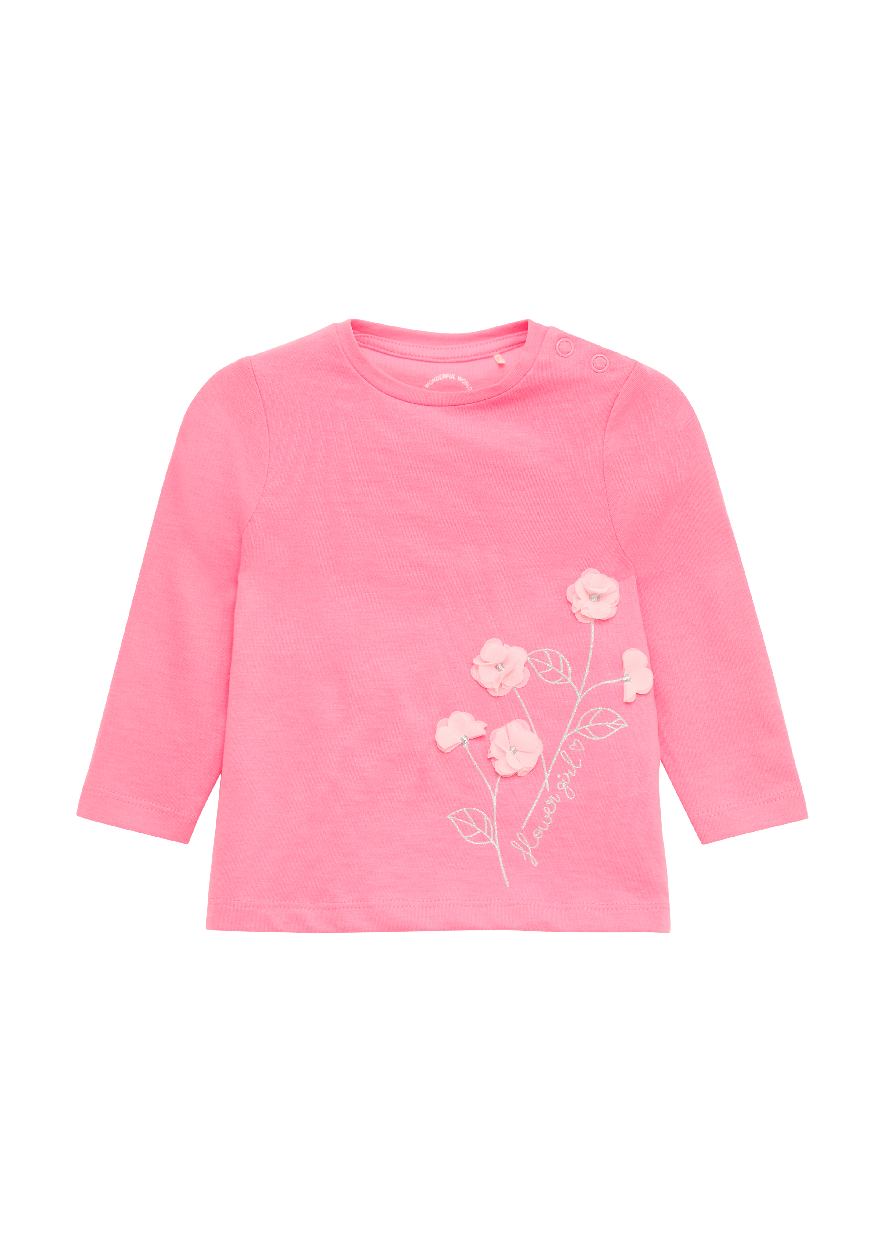 s.Oliver - Langarmshirt mit Blume- und Glitzerapplikation, Babys, Rosa