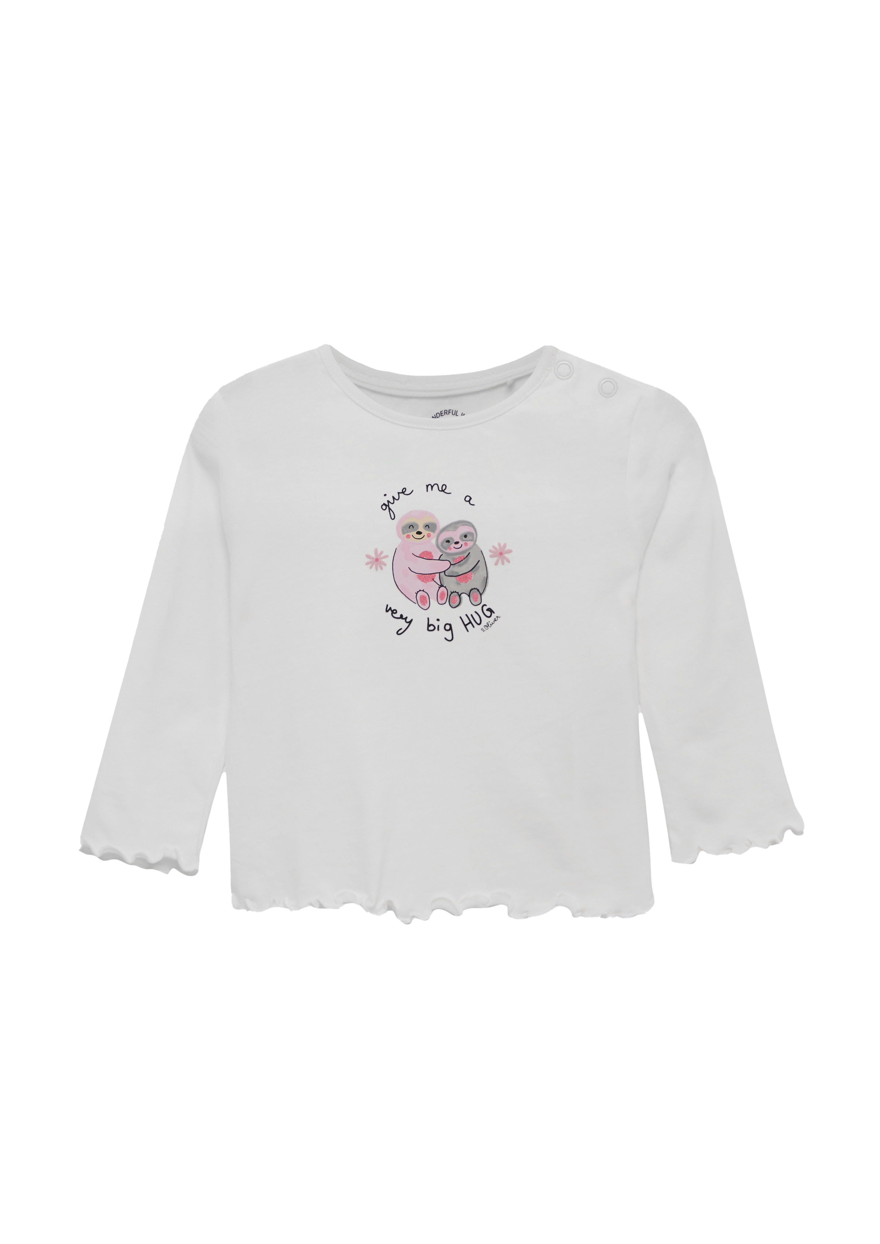 s.Oliver - Baumwoll-Longsleeve mit Frontprint und Rollsaum, Babys, creme