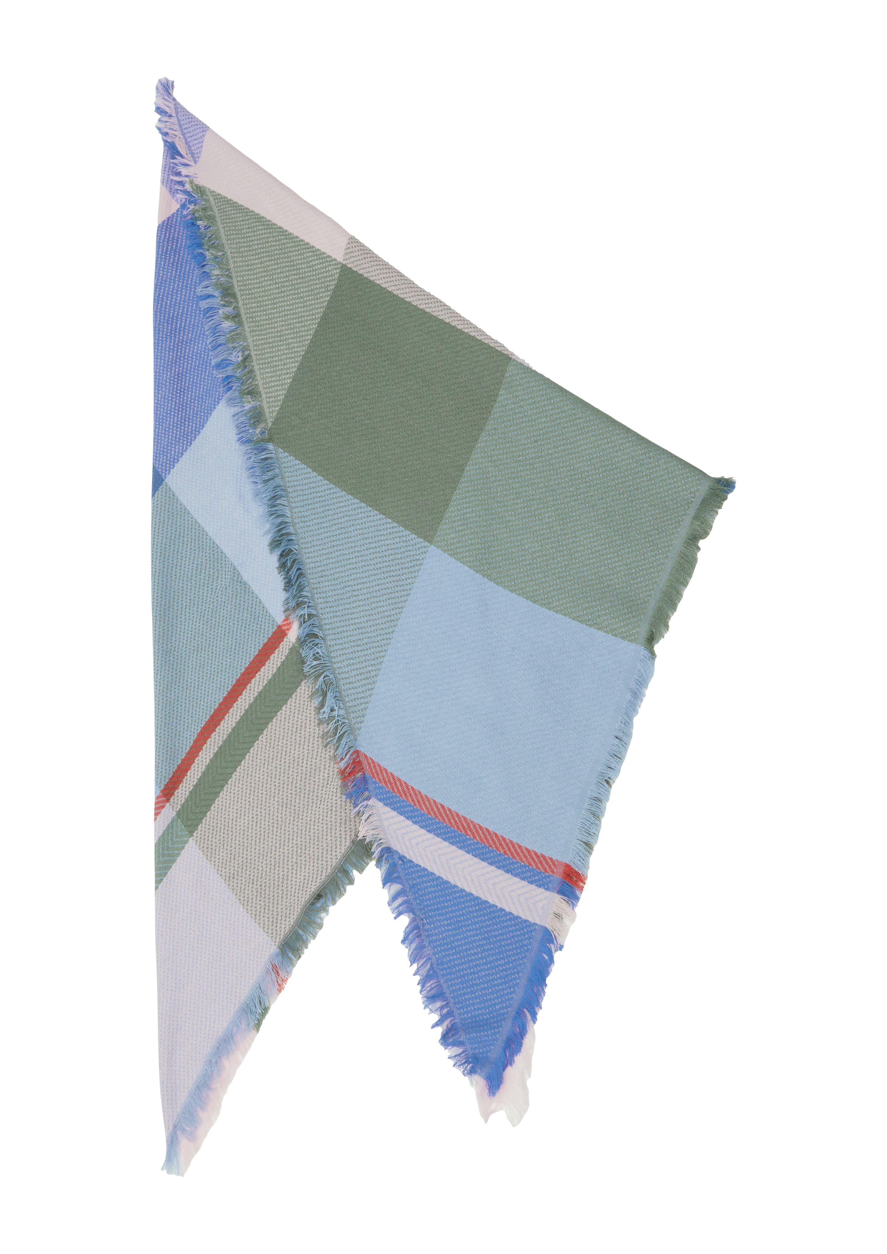 s.Oliver - Dreieckiger Schal aus Viskosemix mit Karomuster, Damen, blau