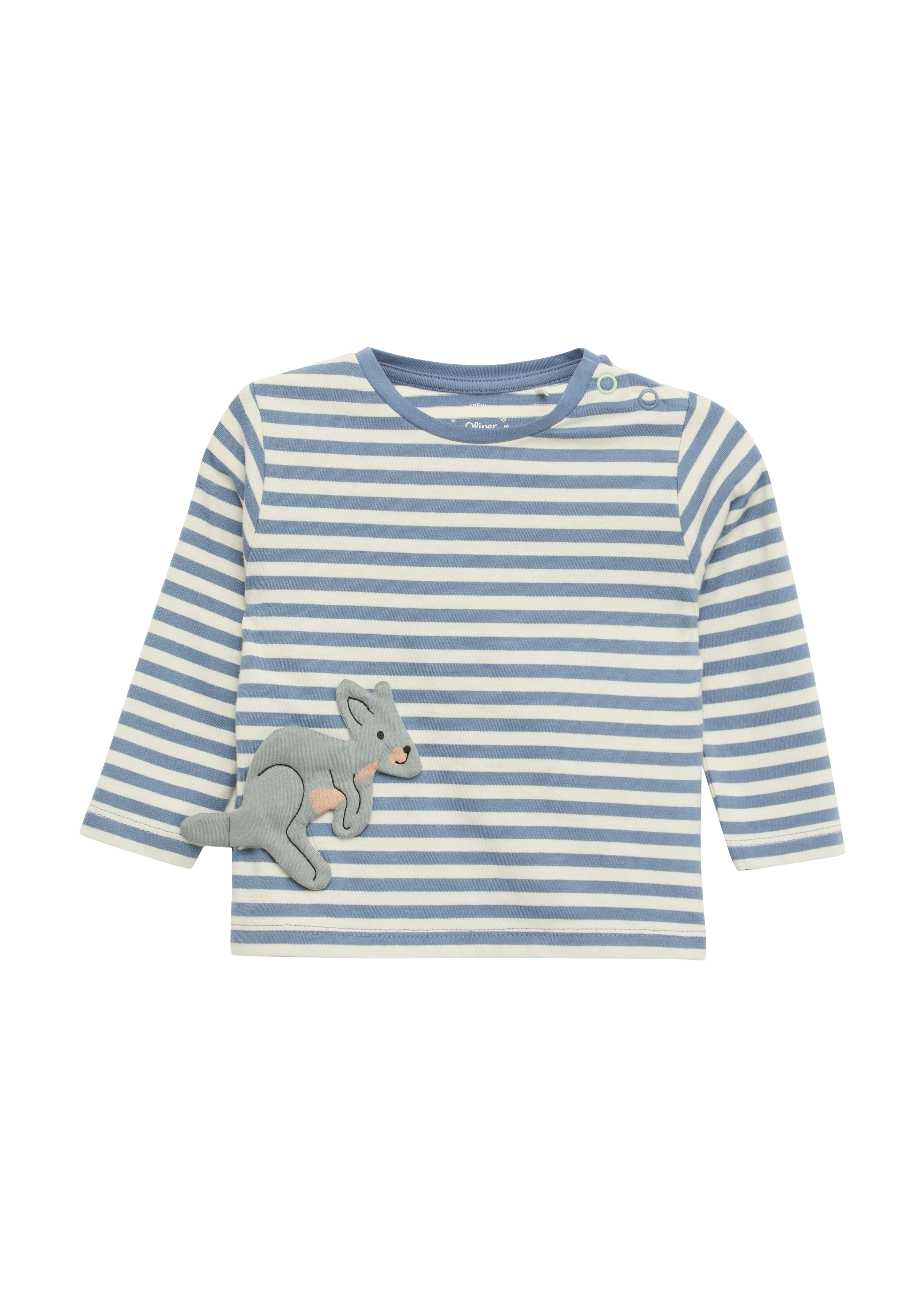 Thumbnail - s.Oliver - Weiches Baumwoll-Longsleeve mit Känguru-Applikation, Babys, blau