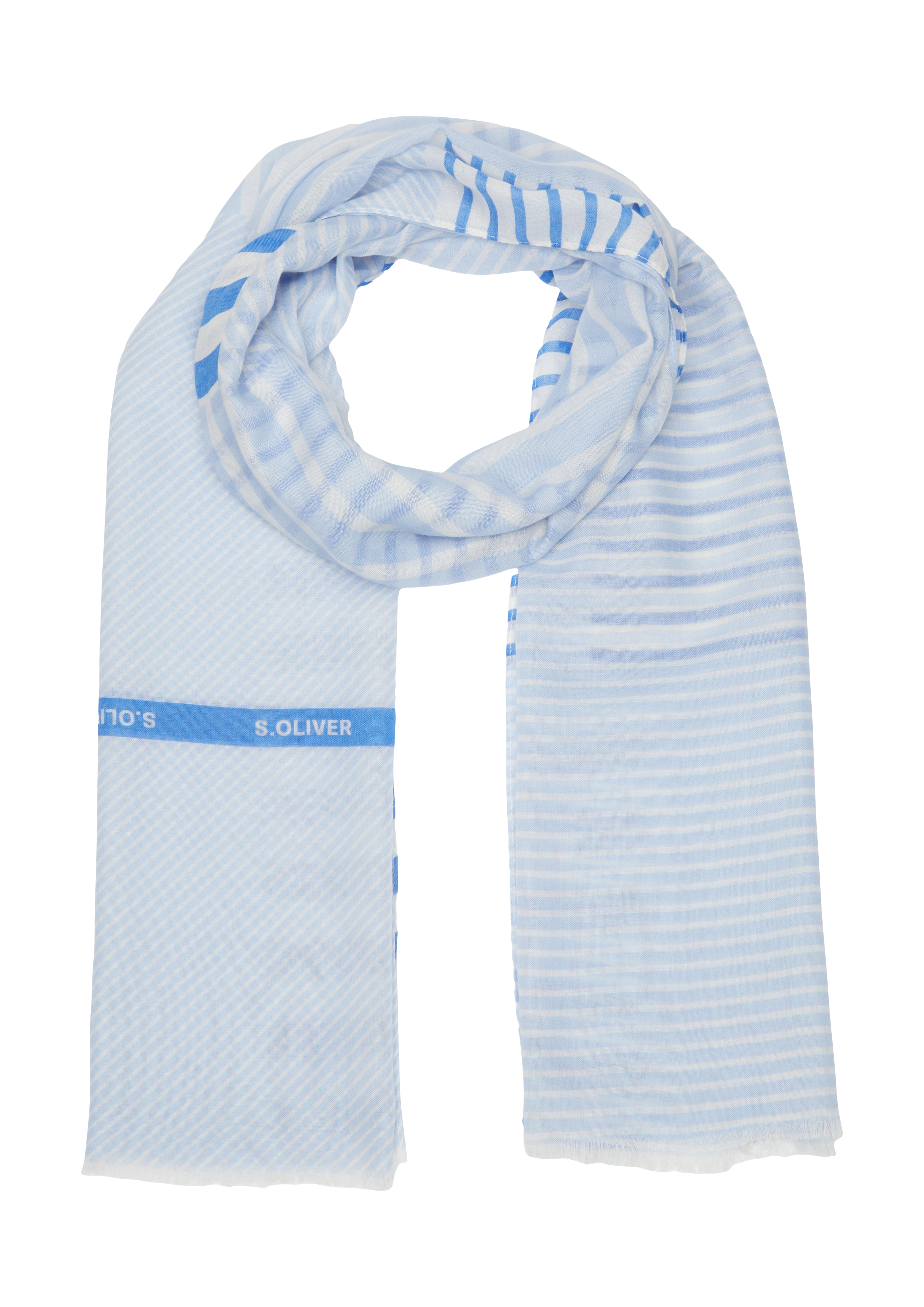 s.Oliver - Lässiger Schal mit feinem Streifenmuster, Damen, blau