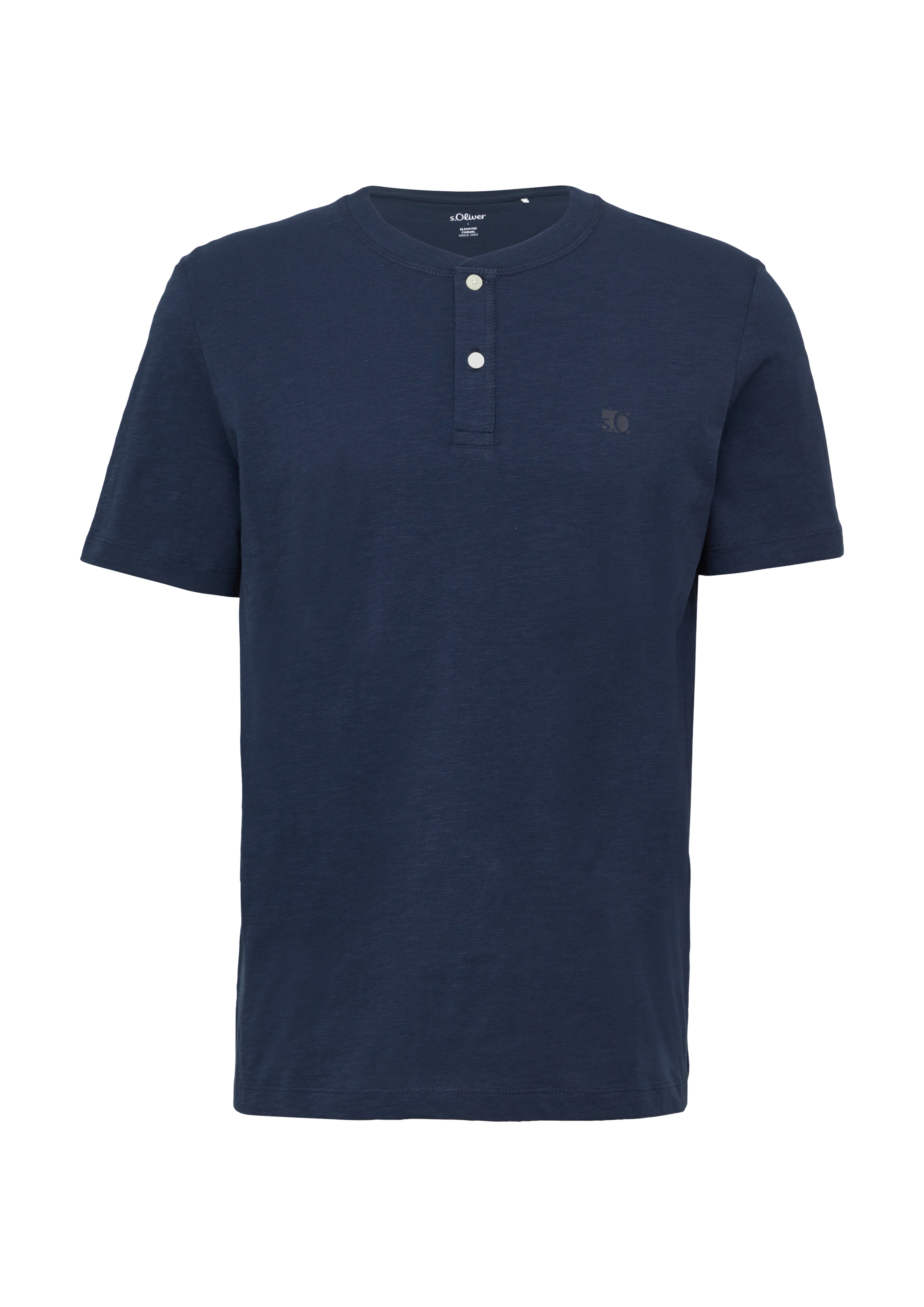 Henley shirt met slubstructuur