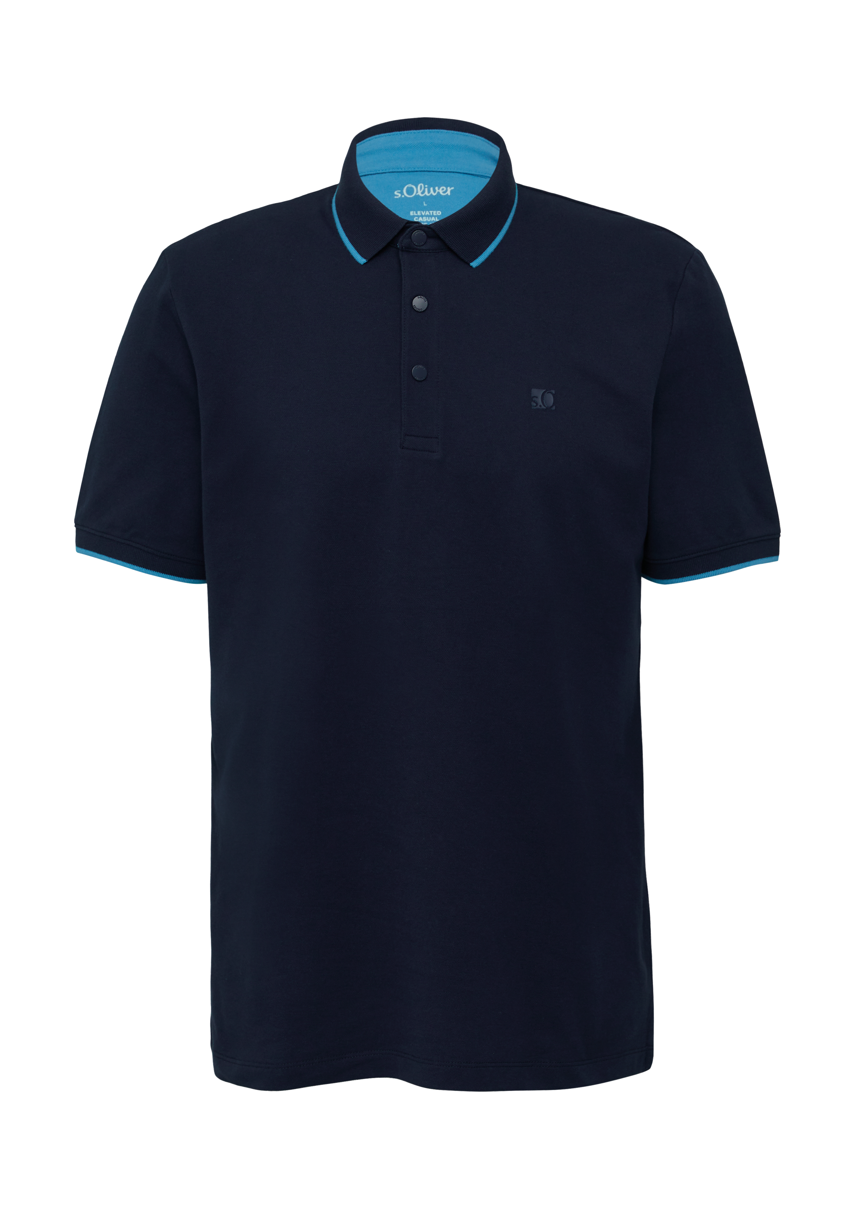 Sportieve piqué polo met contrastdetails - Diepblauw | s.Oliver