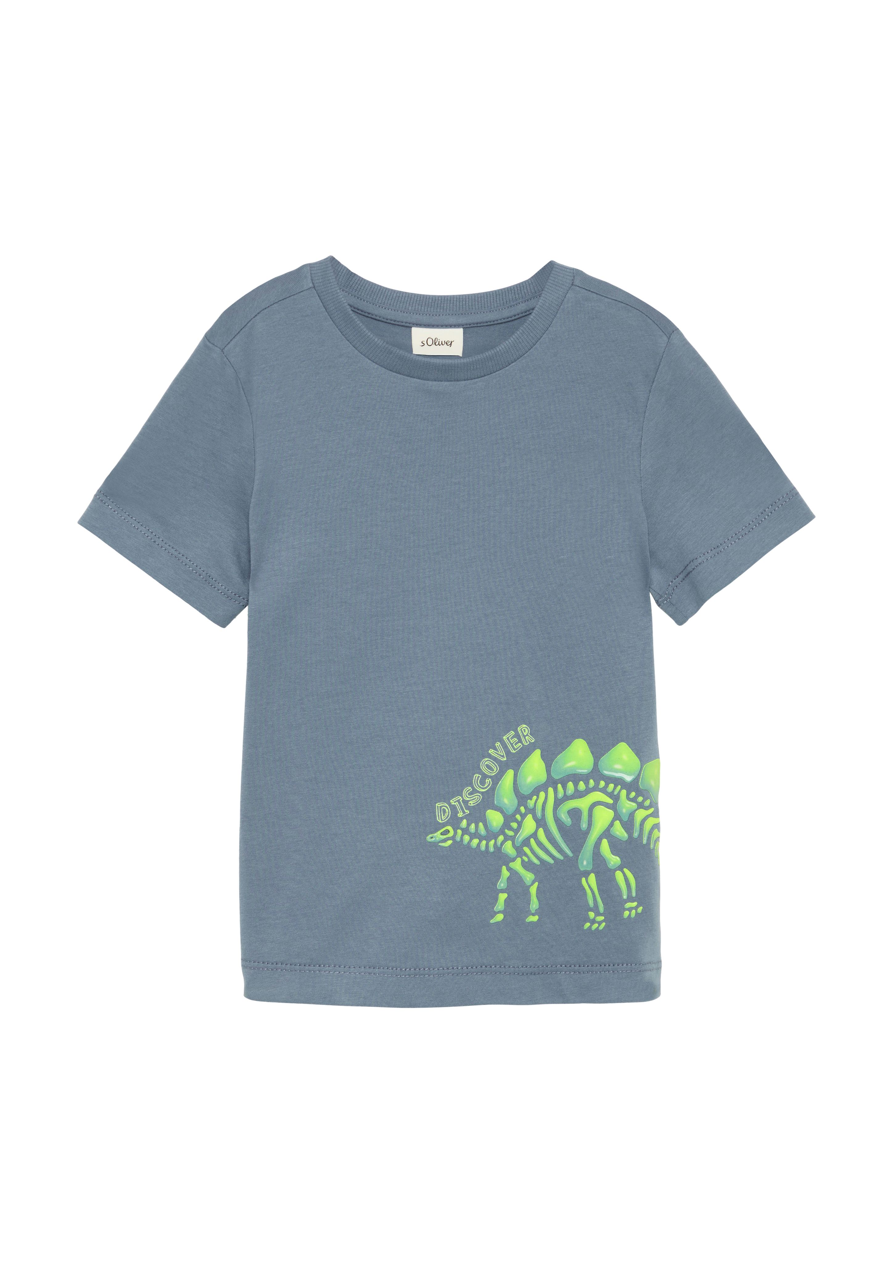 s.Oliver - Weiches Baumwoll-T-Shirt mit Silicon-Print, Kinder, blau