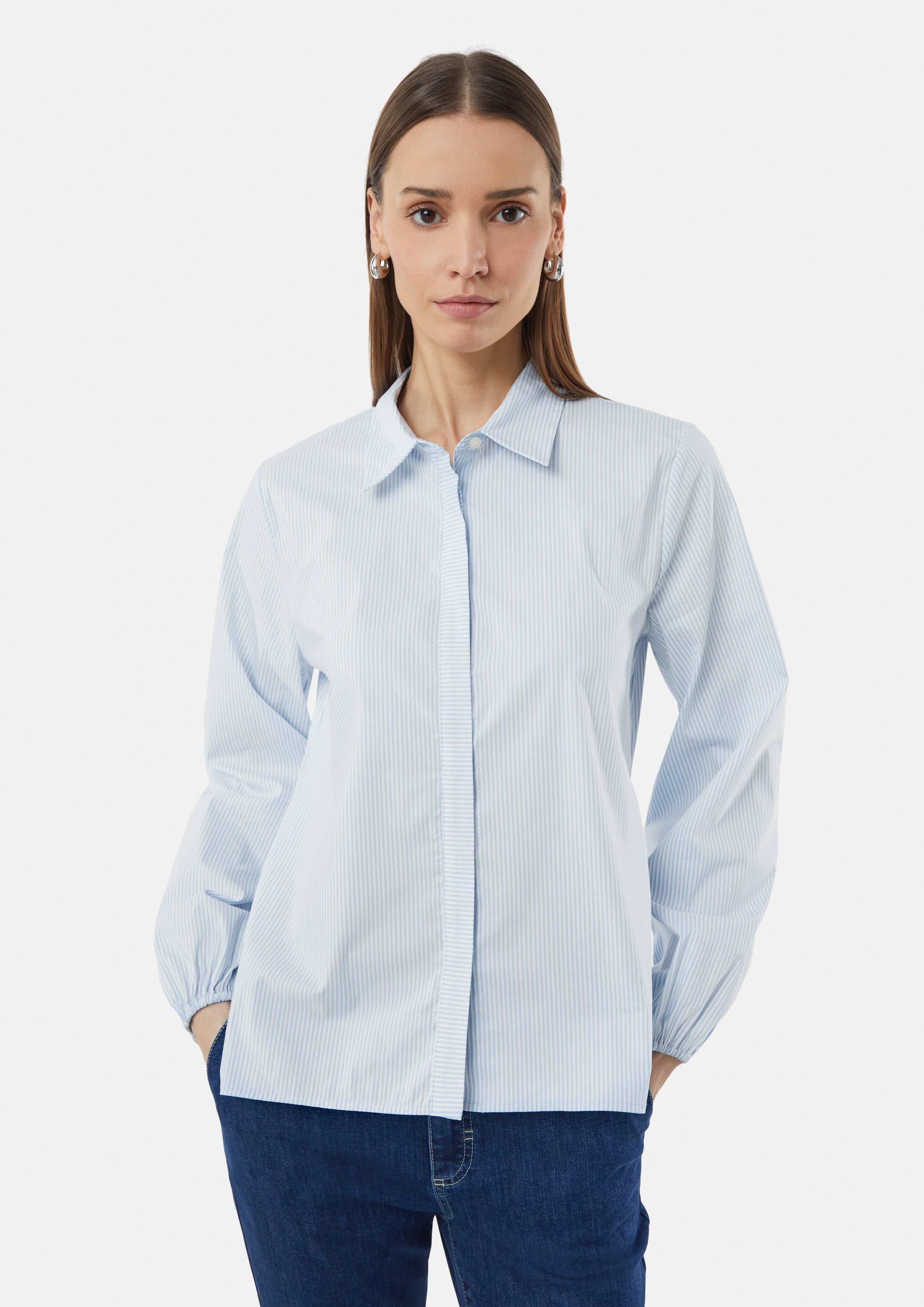 Gestreifte Hemdbluse mit voluminösem Ärmelsaum - weiß | Comma