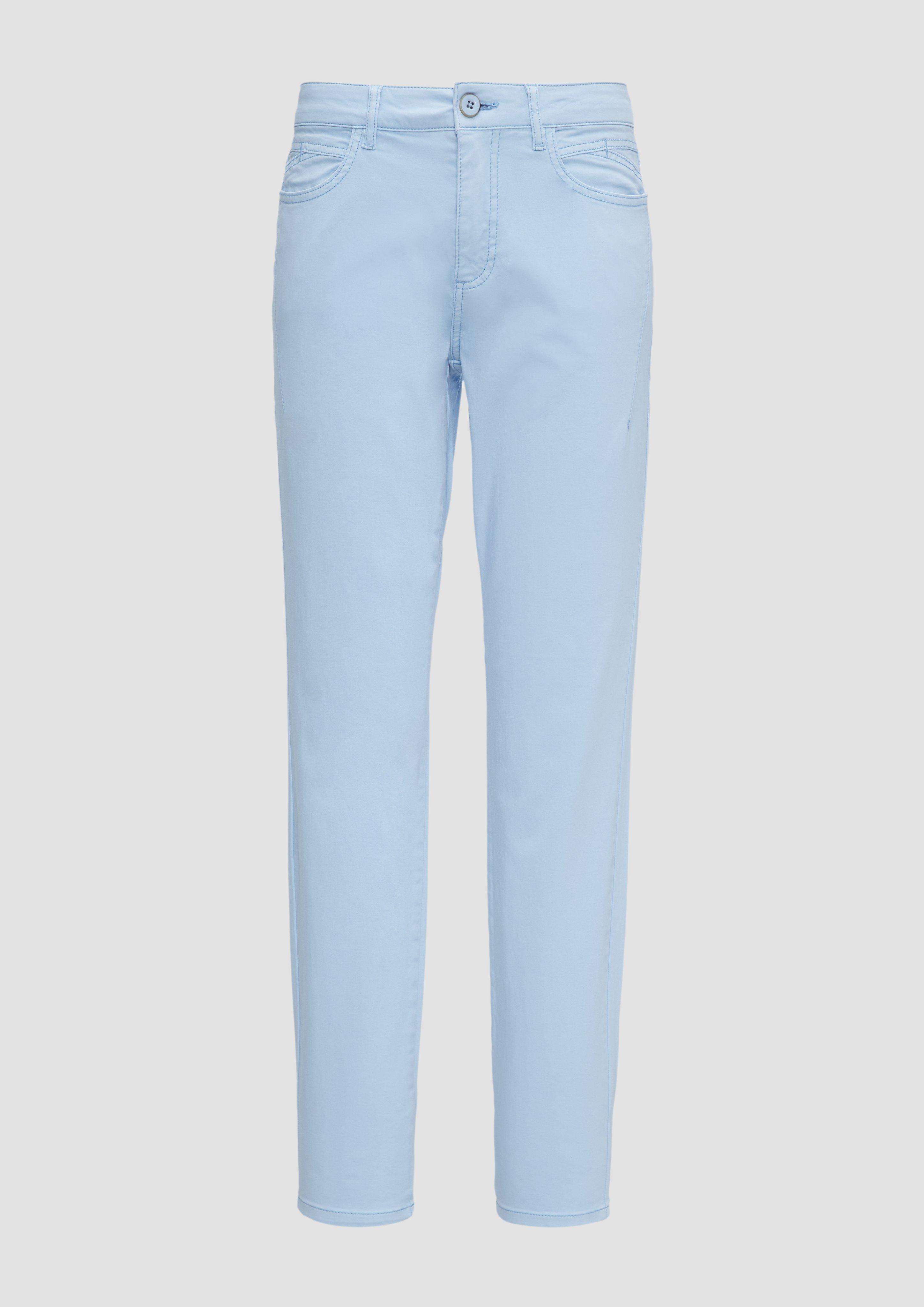 s.Oliver - Gewaschene Hose im Slim Fit aus Baumwollsatin, Damen, blau