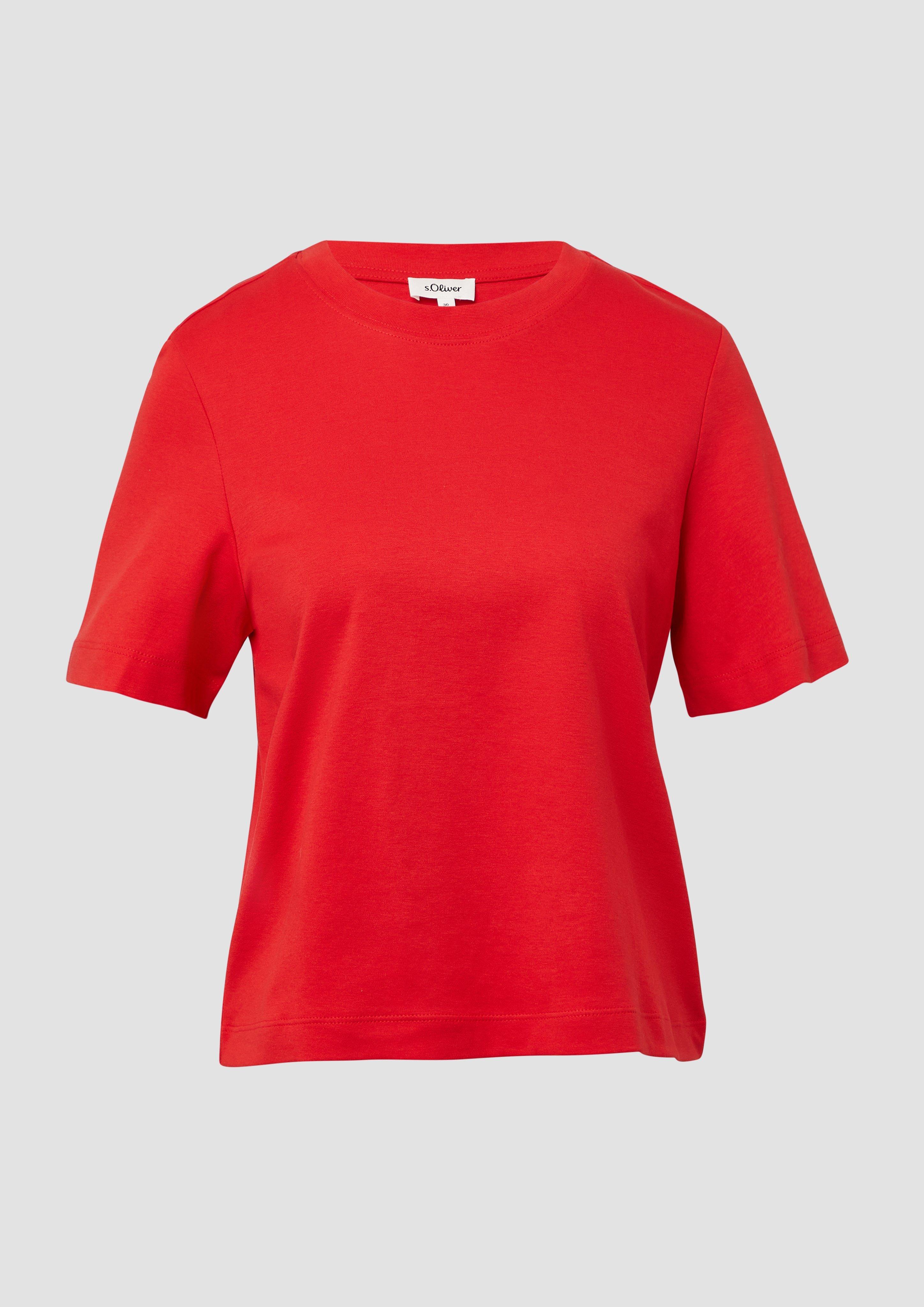 s.Oliver - Verkürztes T-Shirt aus Interlockjersey, Damen, rot