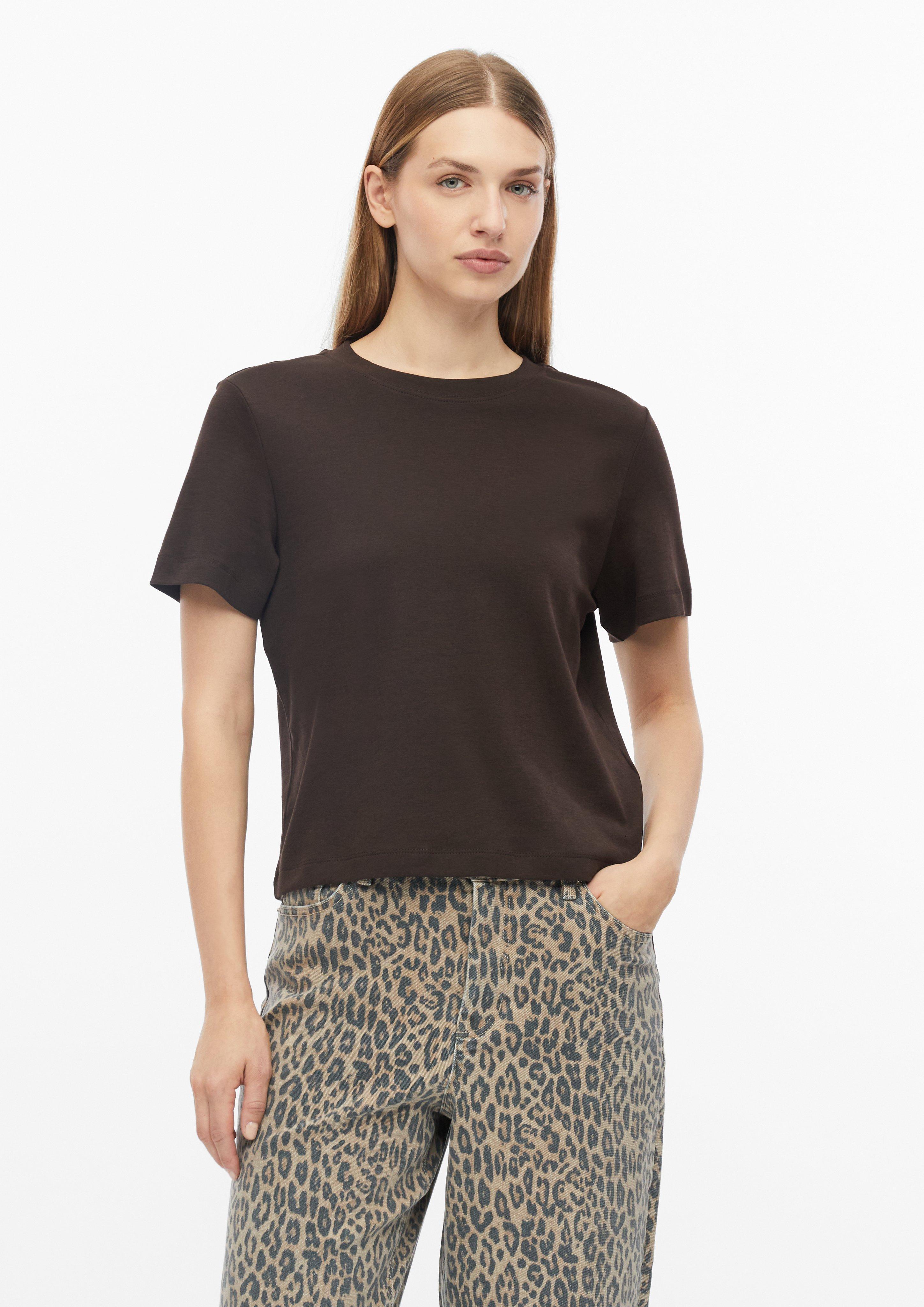 Damen Verkürztes T-Shirt aus Interlockjersey in dunkelbraun von s.Oliver