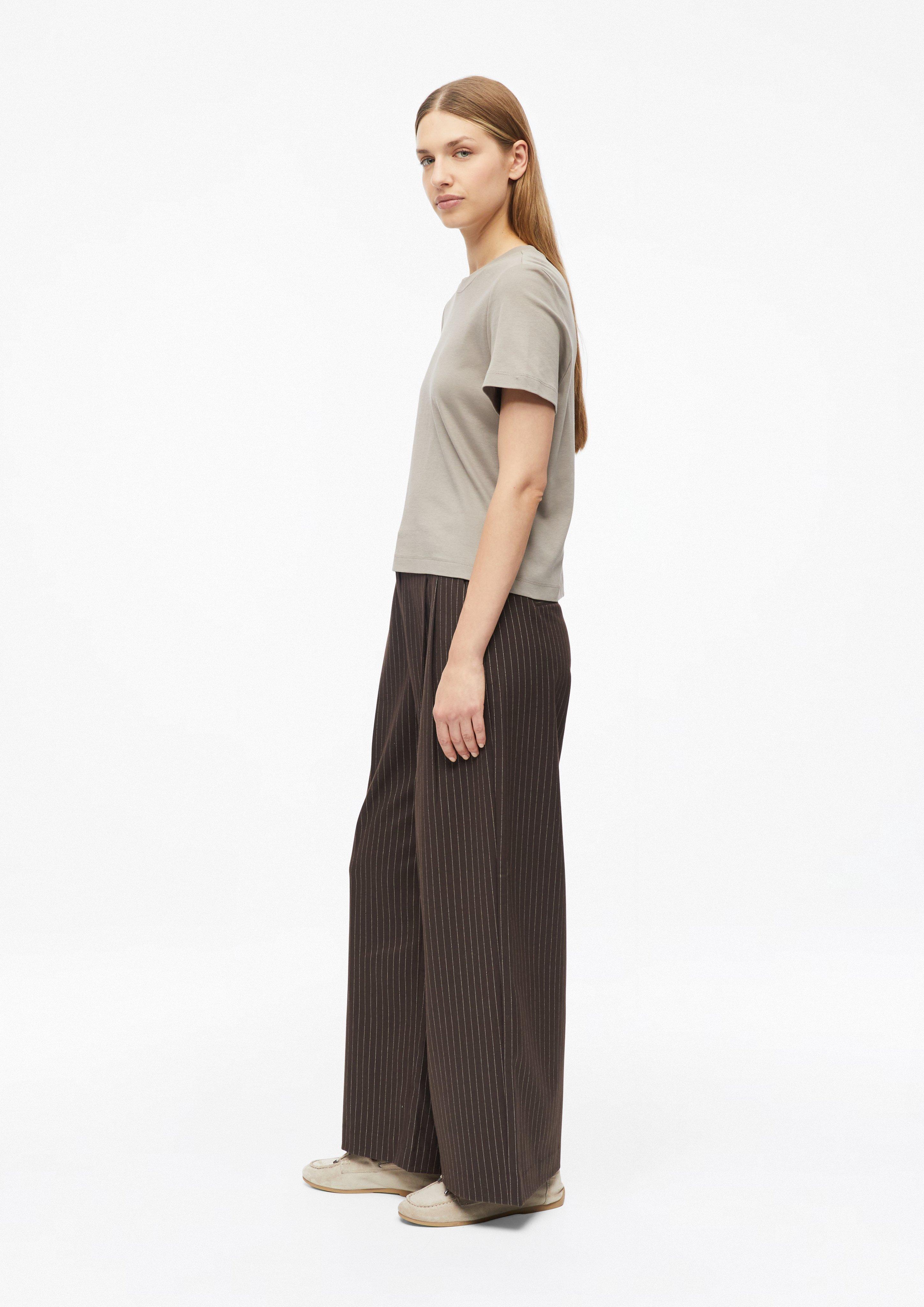 Femmes T-shirt raccourci en jersey interlock en brun de s.Oliver