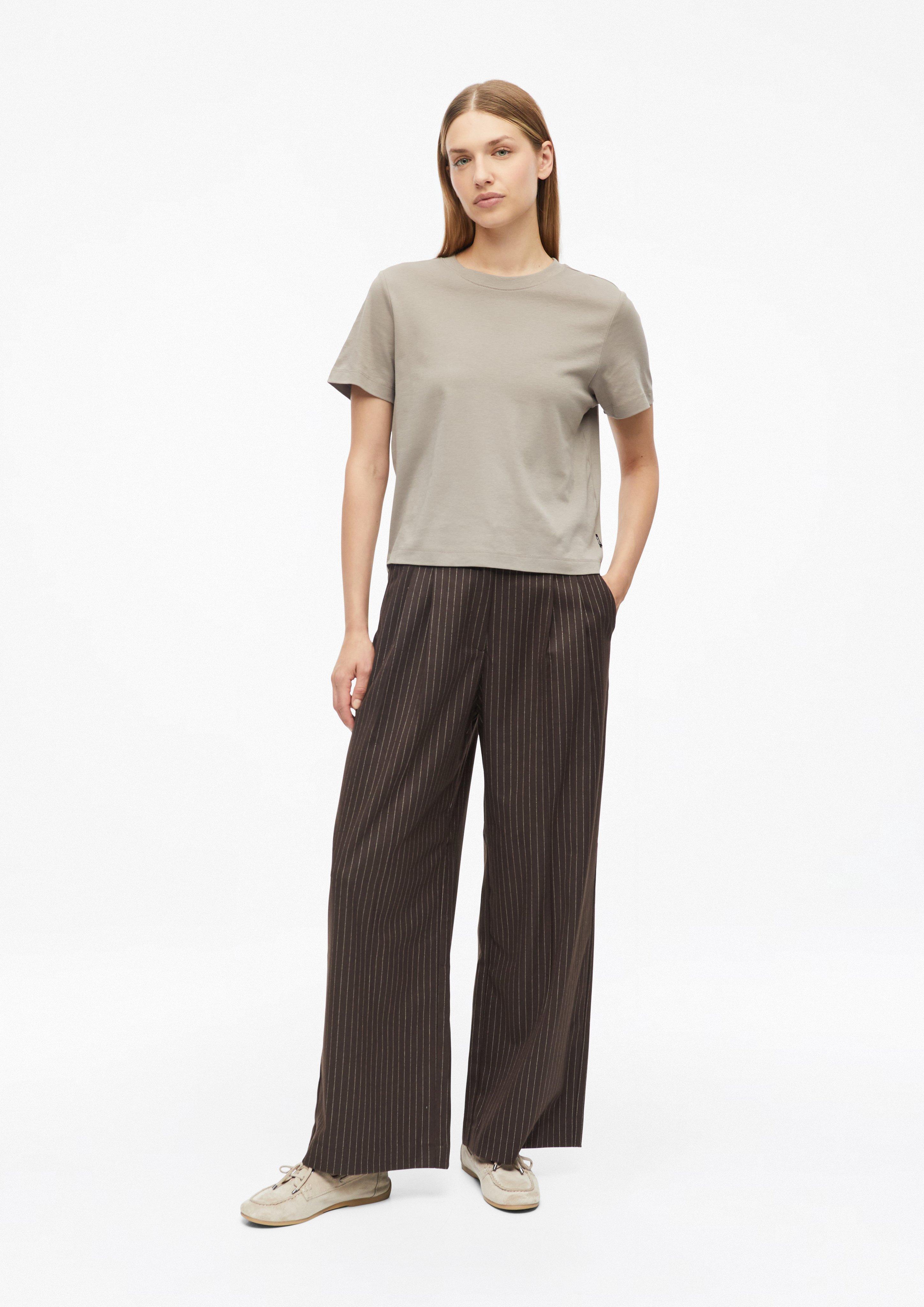 Femmes T-shirt raccourci en jersey interlock en brun de s.Oliver