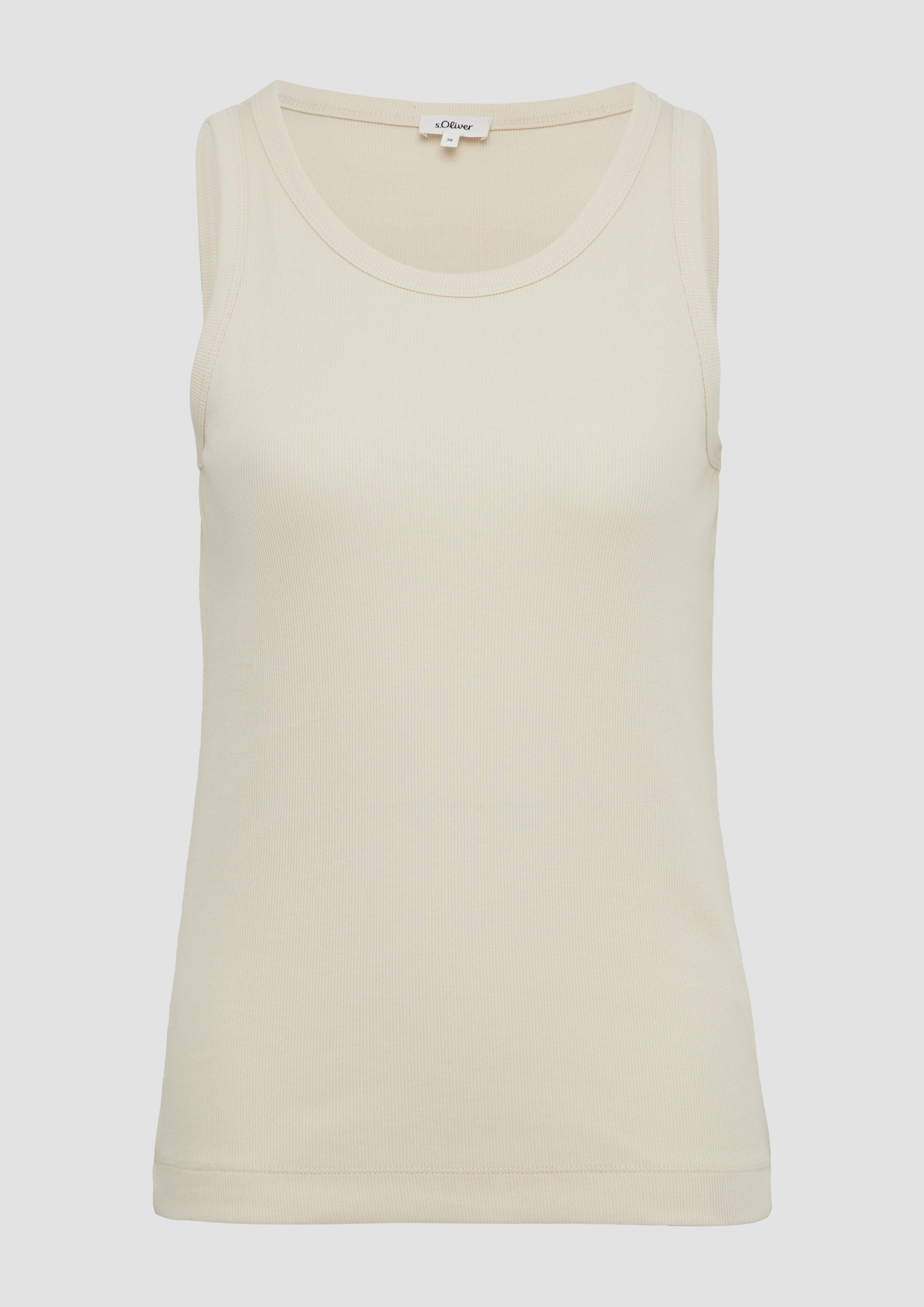s.Oliver - Slim-Fit-Top mit Rippstruktur, Damen, Beige