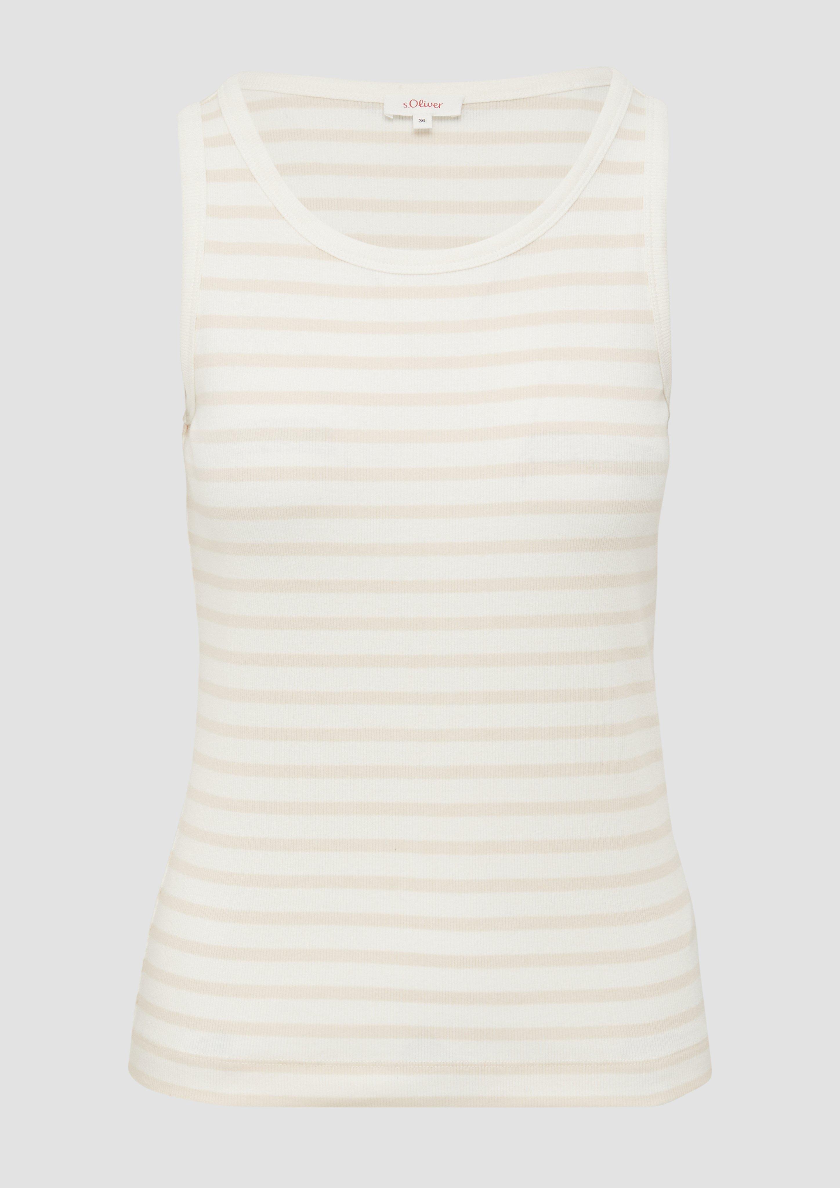s.Oliver - Slim-Fit-Top mit Rippstruktur, Damen, creme|beige