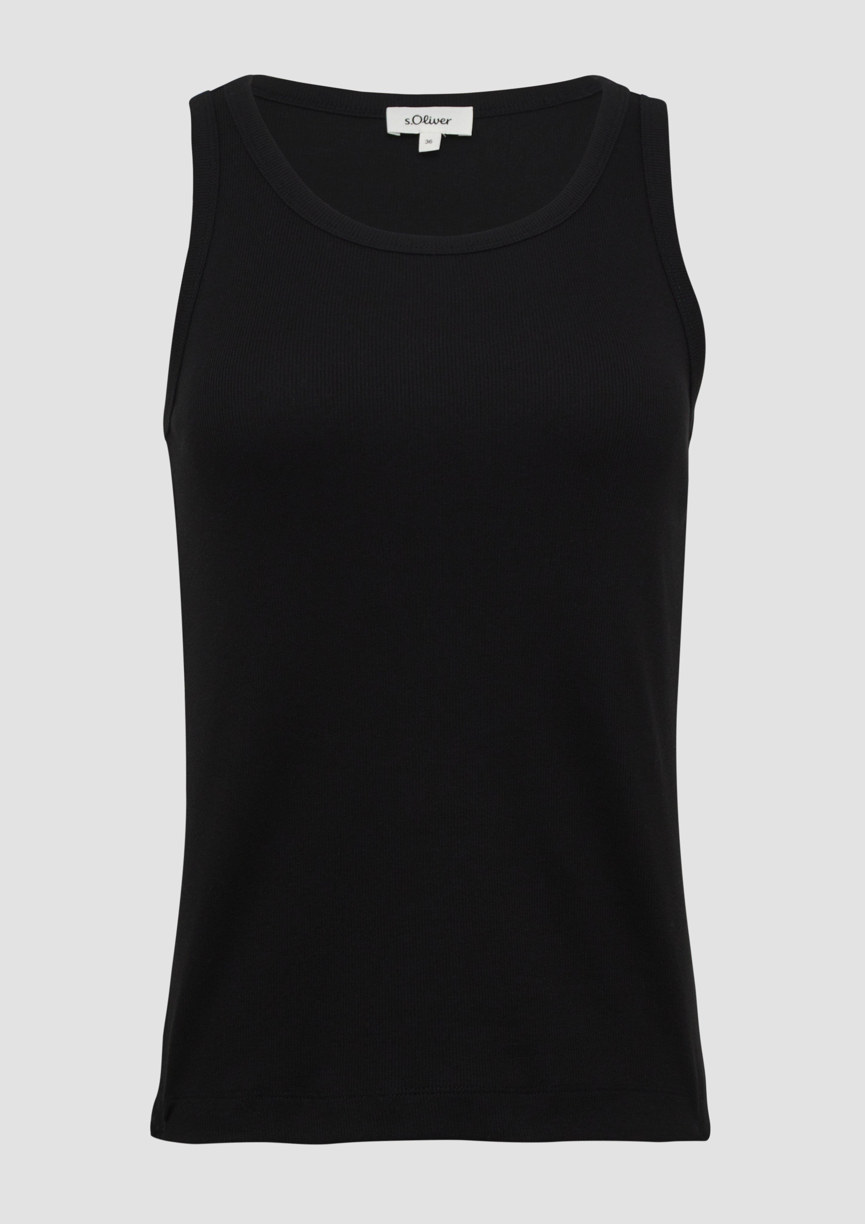 s.Oliver - Slim-Fit-Top mit Rippstruktur, Damen, schwarz