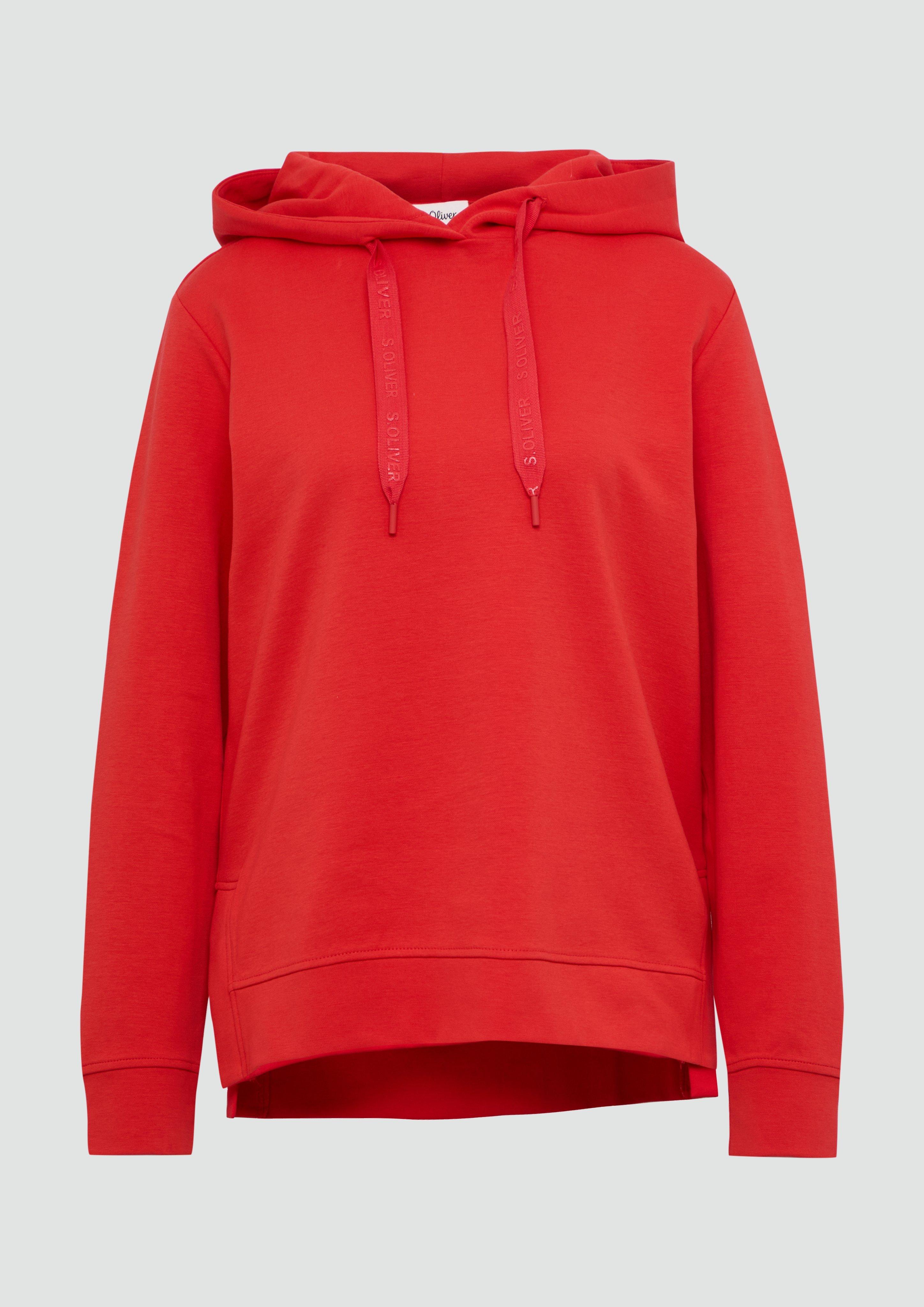 s.Oliver - Weiches Kapuzensweatshirt mit seitlichen Schlitzen, Damen, rot