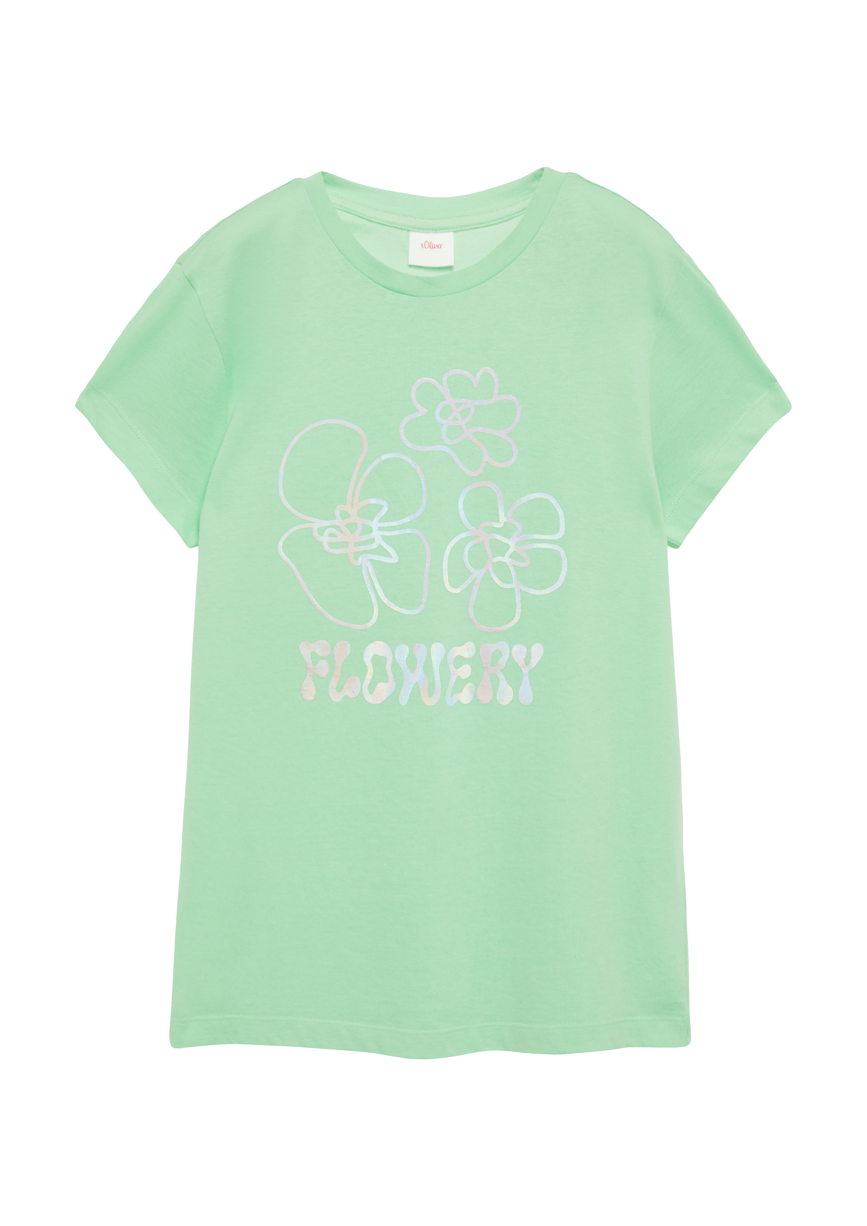 s.Oliver - Jersey-T-Shirt mit Folienprint im Loose Fit, Mädchen, grün