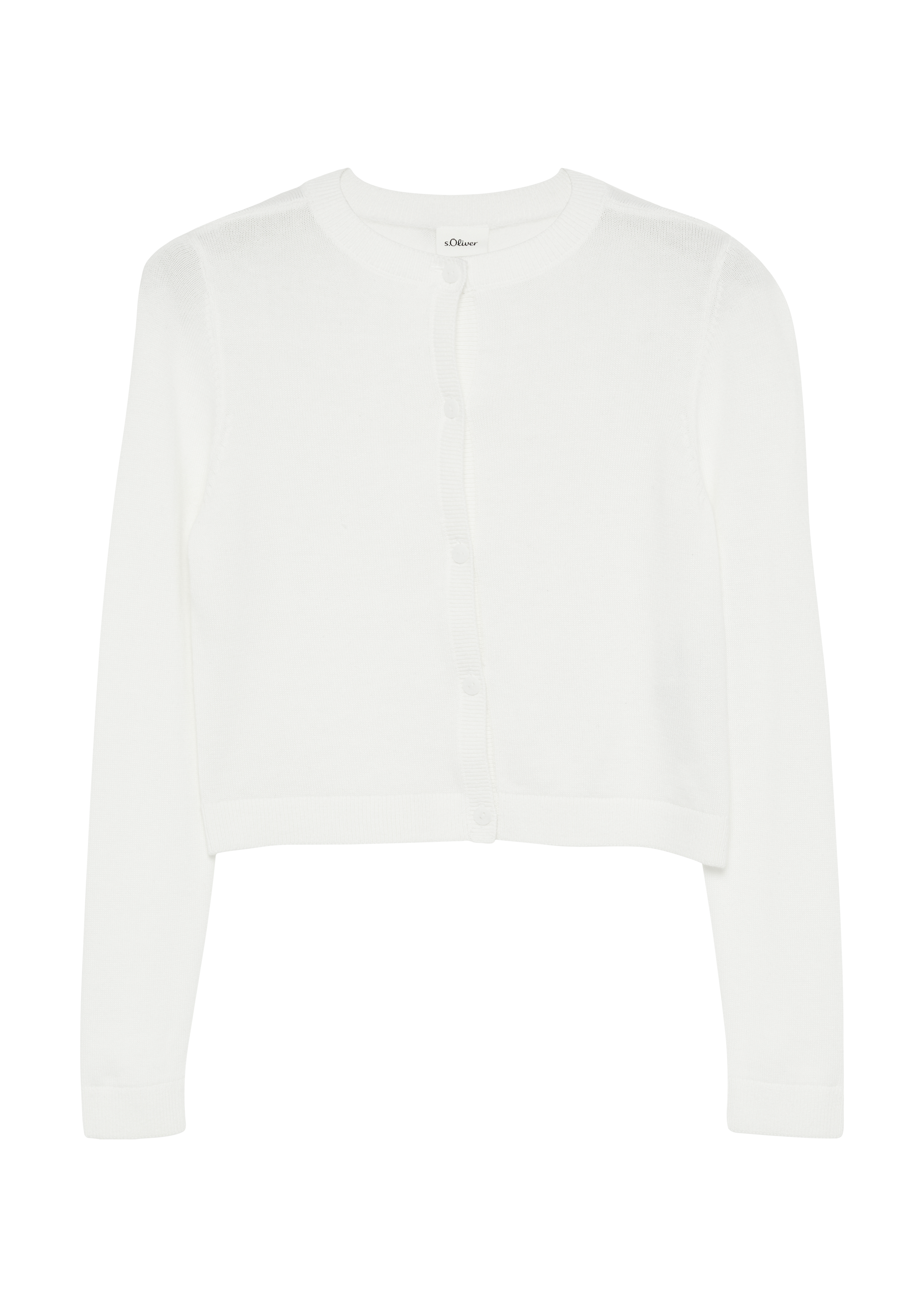 s.Oliver - Verkürzte Strickjacke aus Baumwollmix, Mädchen, weiß