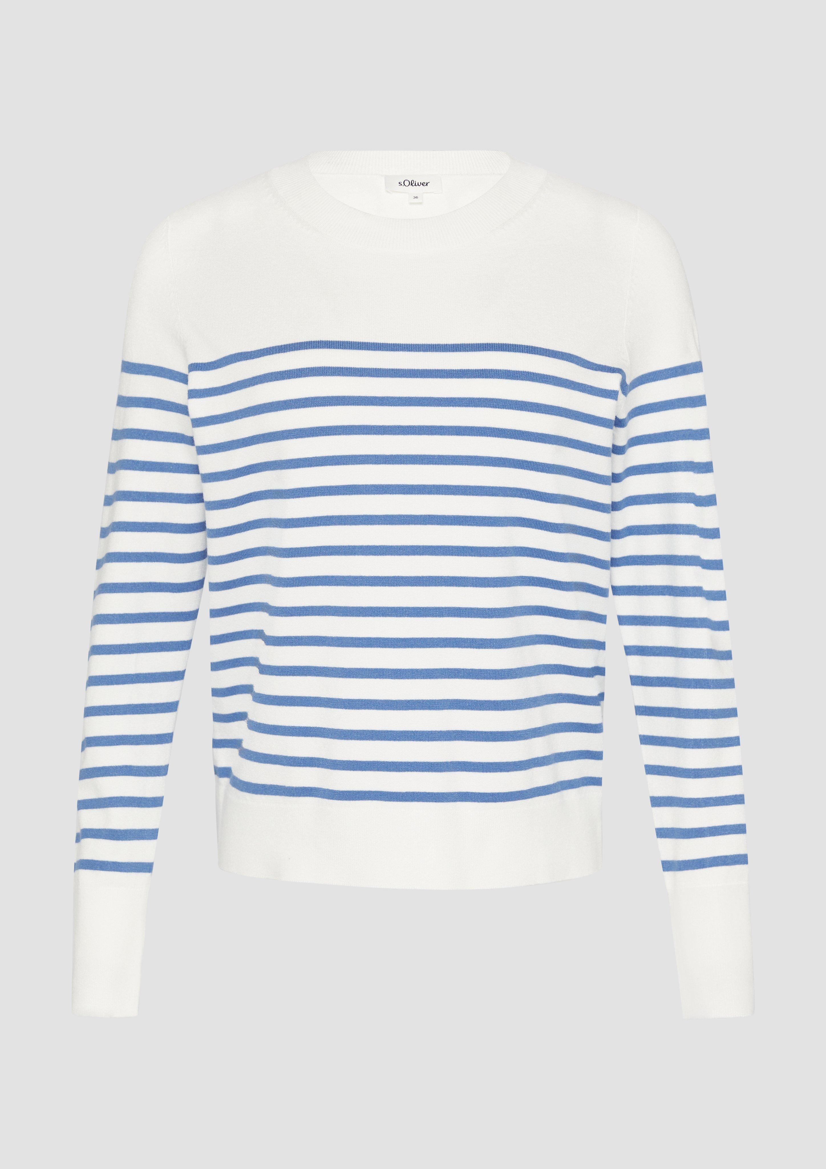s.Oliver - Gestreifter Pullover aus Viskosemix, Damen, blau