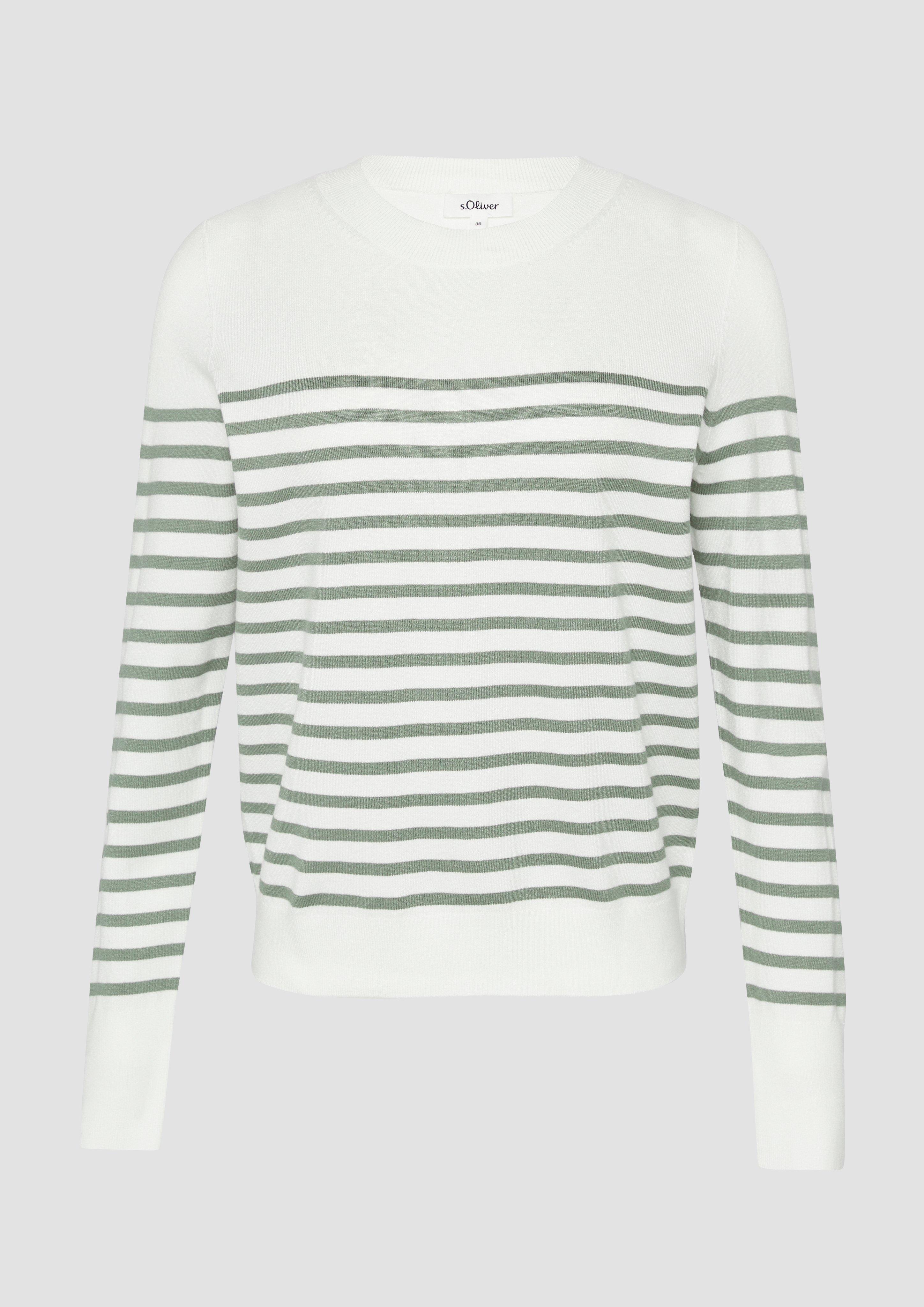 s.Oliver - Gestreifter Pullover aus Viskosemix, Damen, grün