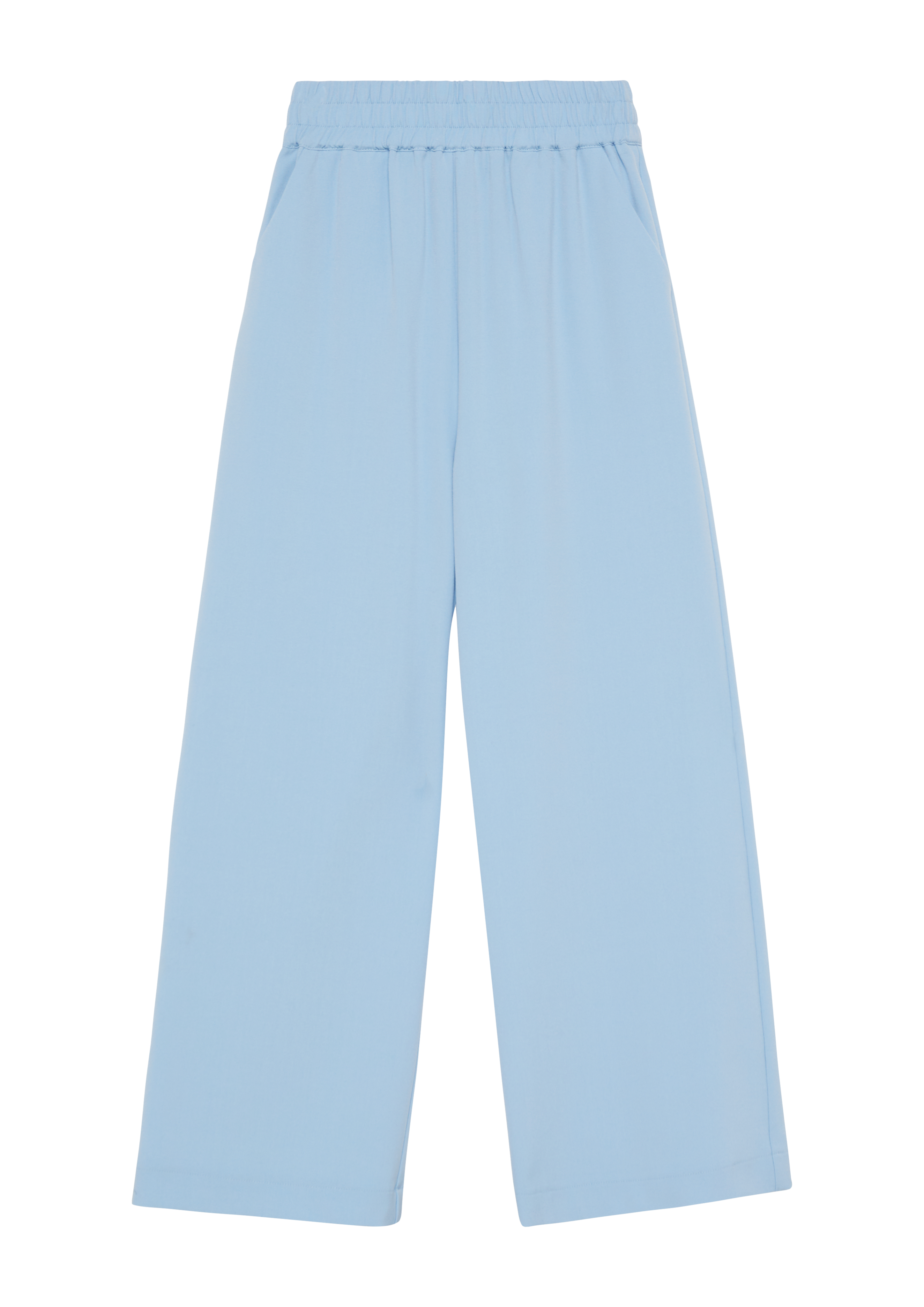 s.Oliver - Wide-Leg-Hose aus Twill mit Elastikbund und Eingrifftaschen, Mädchen, blau