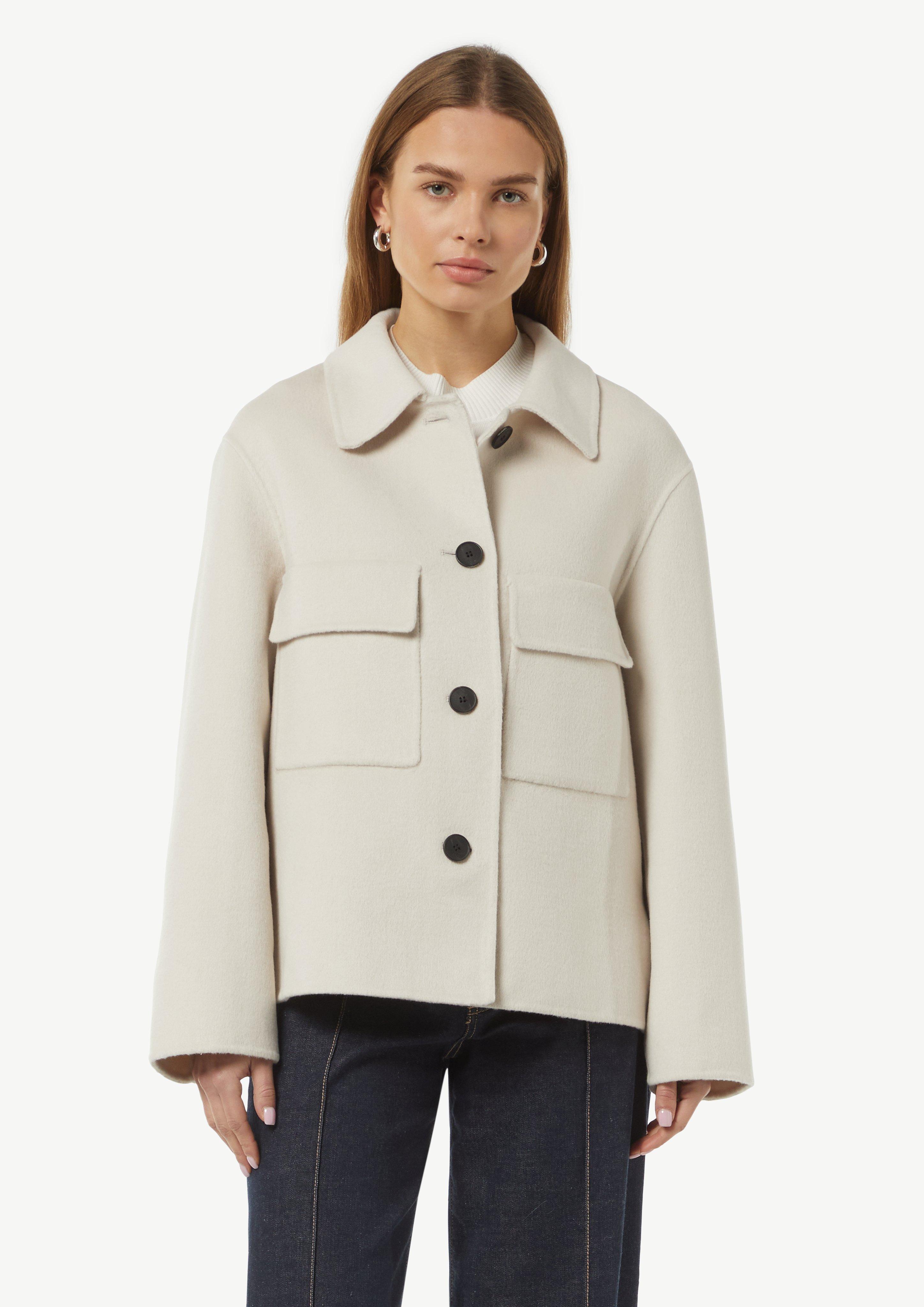 Soft, oversized shirt jacket in a wool blend - Beige | SCAYLE