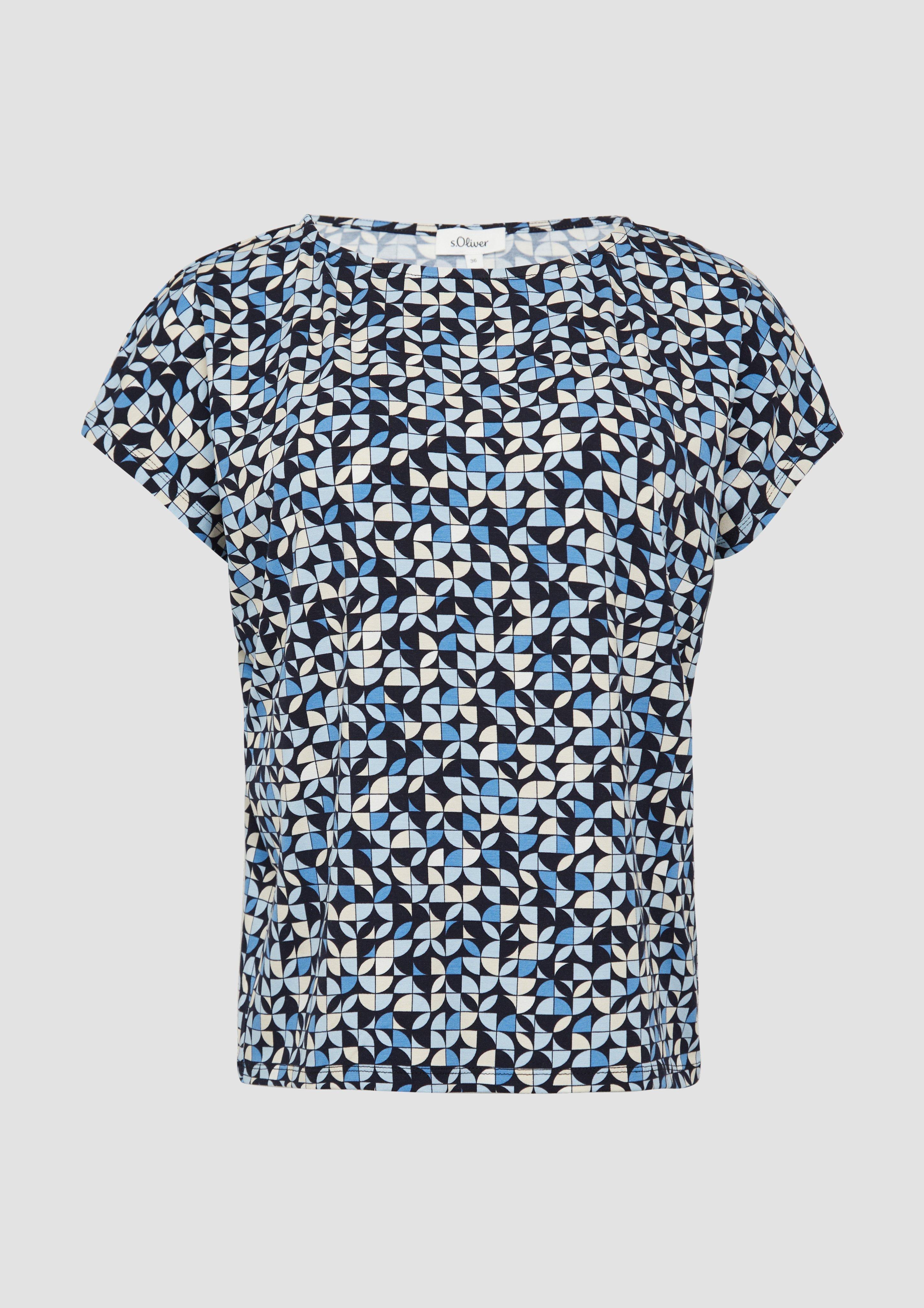 s.Oliver - T-Shirt aus Viskosestretch im Relaxed Fit, Damen, blau|mehrfarbig
