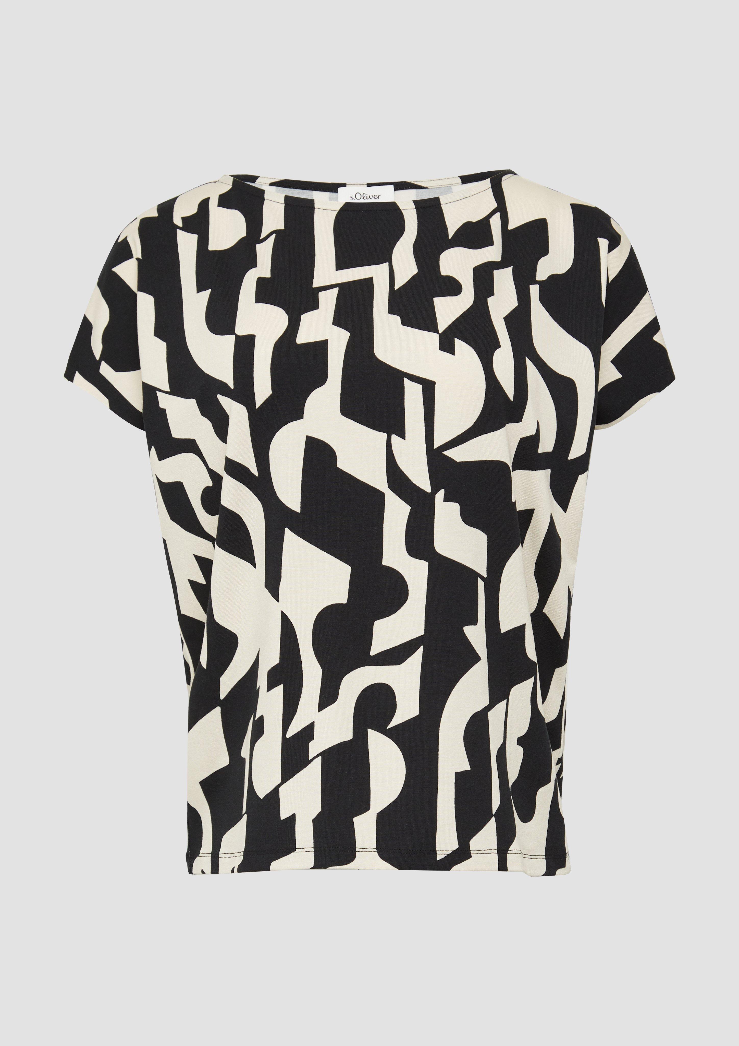s.Oliver - T-Shirt aus Viskosestretch im Relaxed Fit, Damen, schwarz|creme