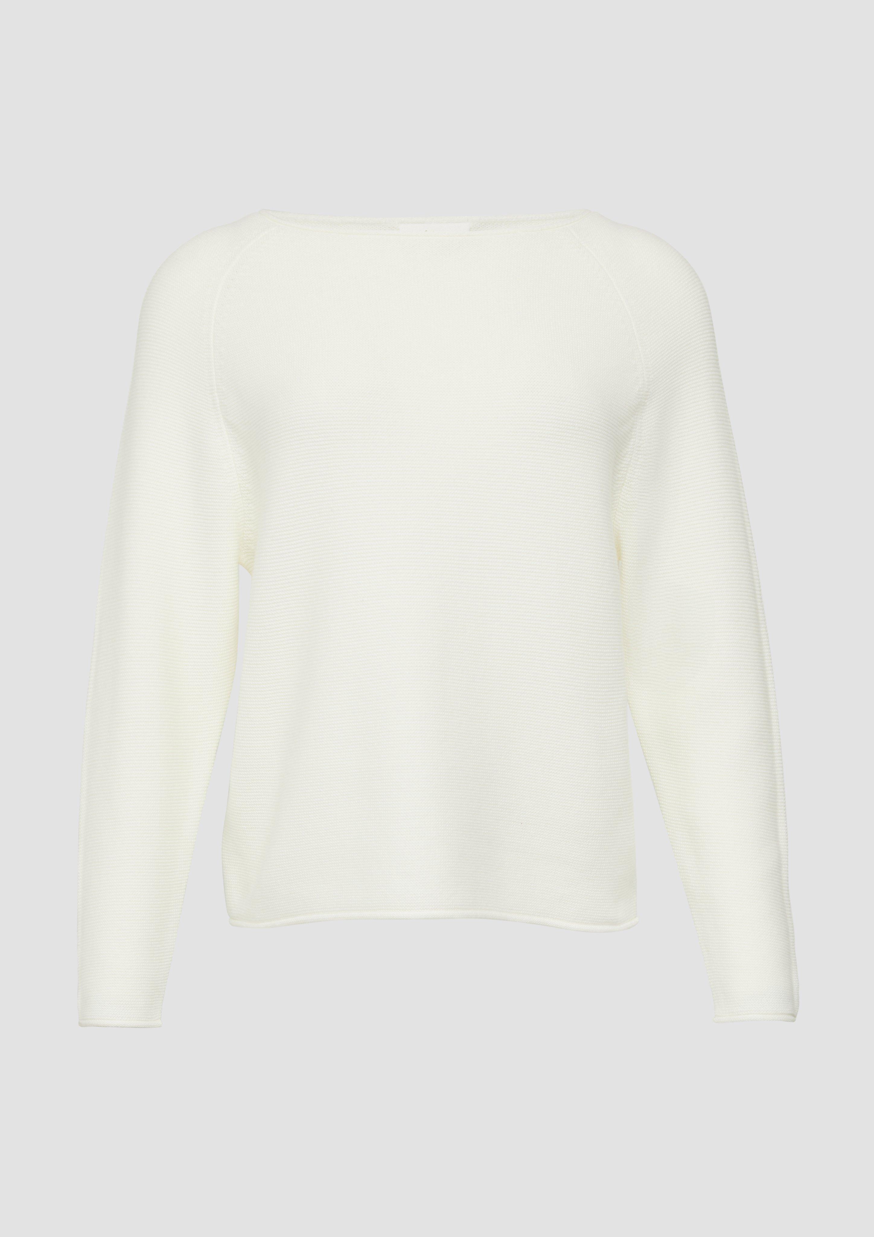 s.Oliver - Strickpullover mit U-Boot-Ausschnitt und Rollsaum, Damen, creme