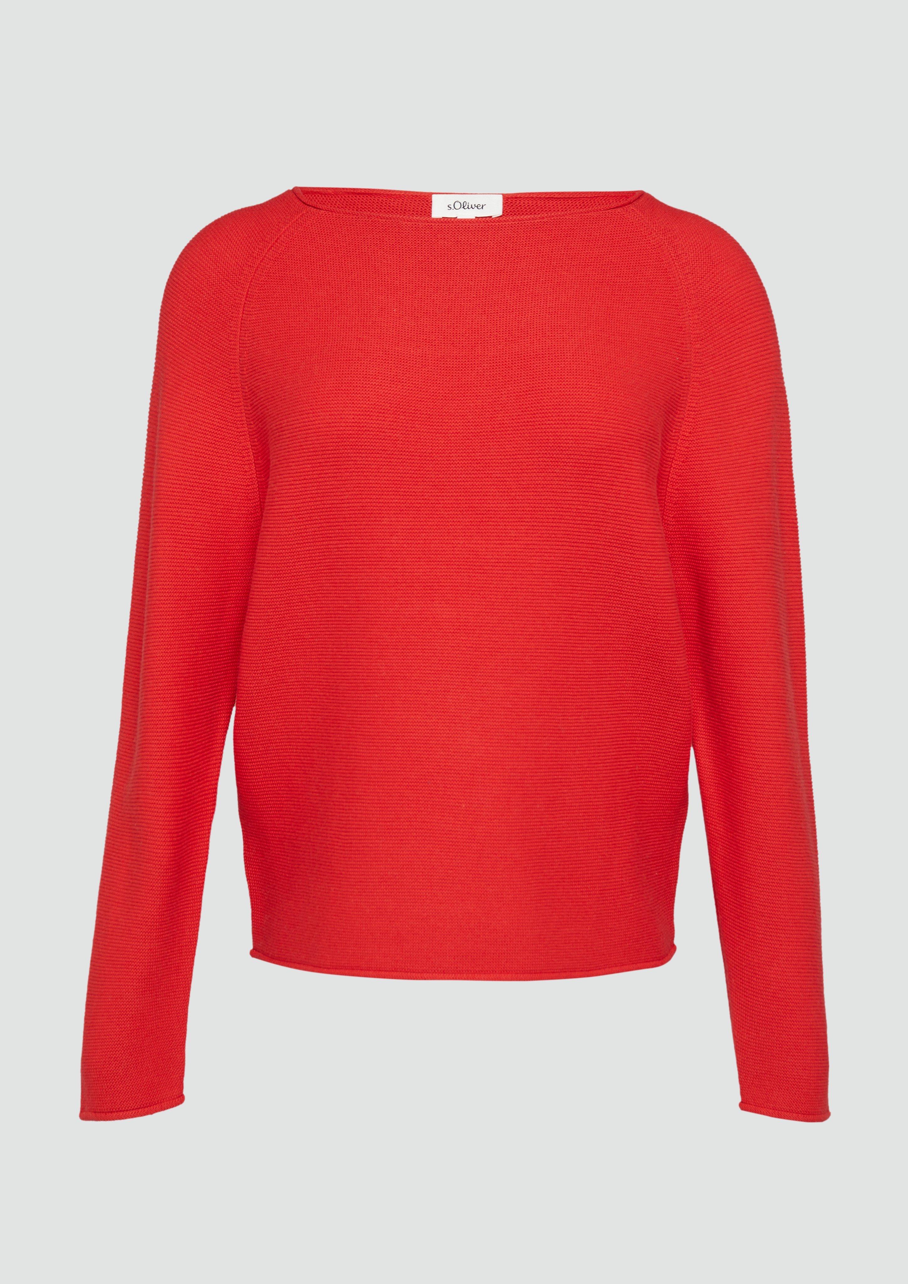 Thumbnail - s.Oliver - Strickpullover mit U-Boot-Ausschnitt und Rollsaum, Damen, rot
