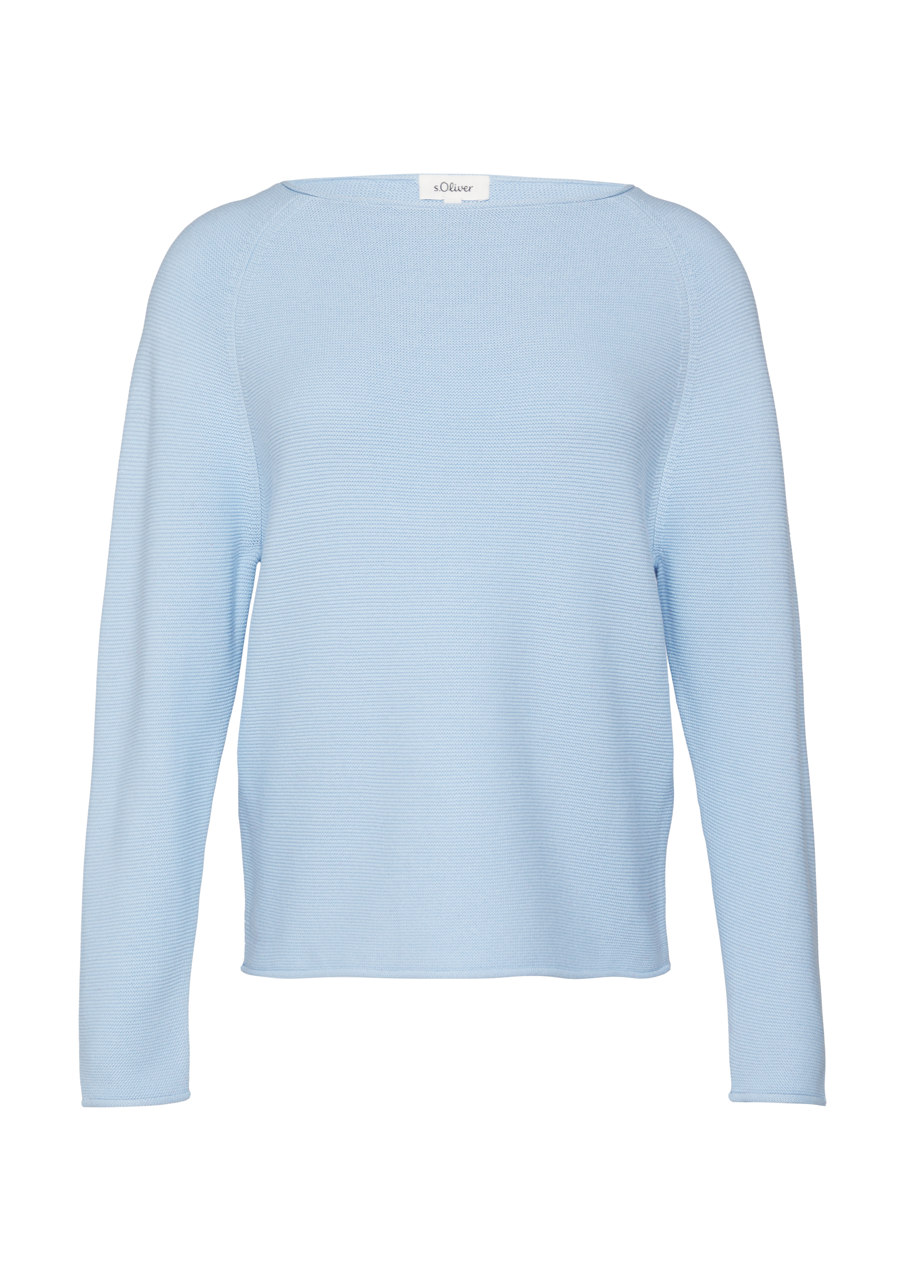 Strickpullover mit U-Boot-Ausschnitt und Rollsaum