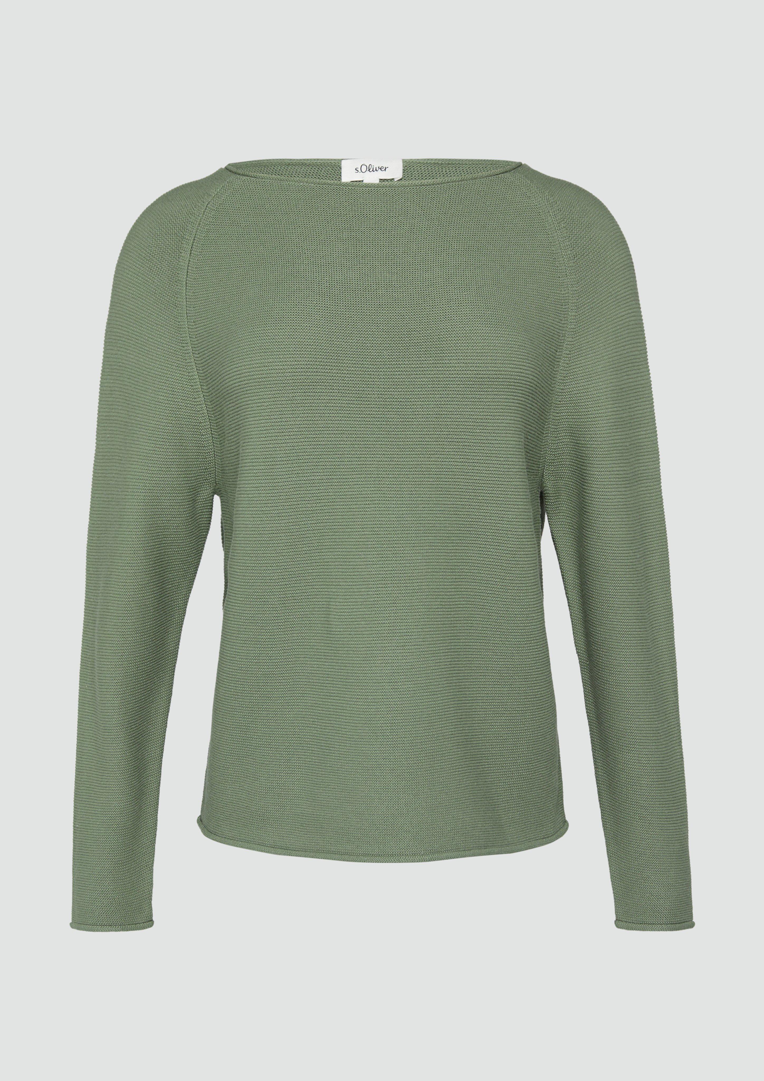 s.Oliver - Strickpullover mit U-Boot-Ausschnitt und Rollsaum, Damen, grün