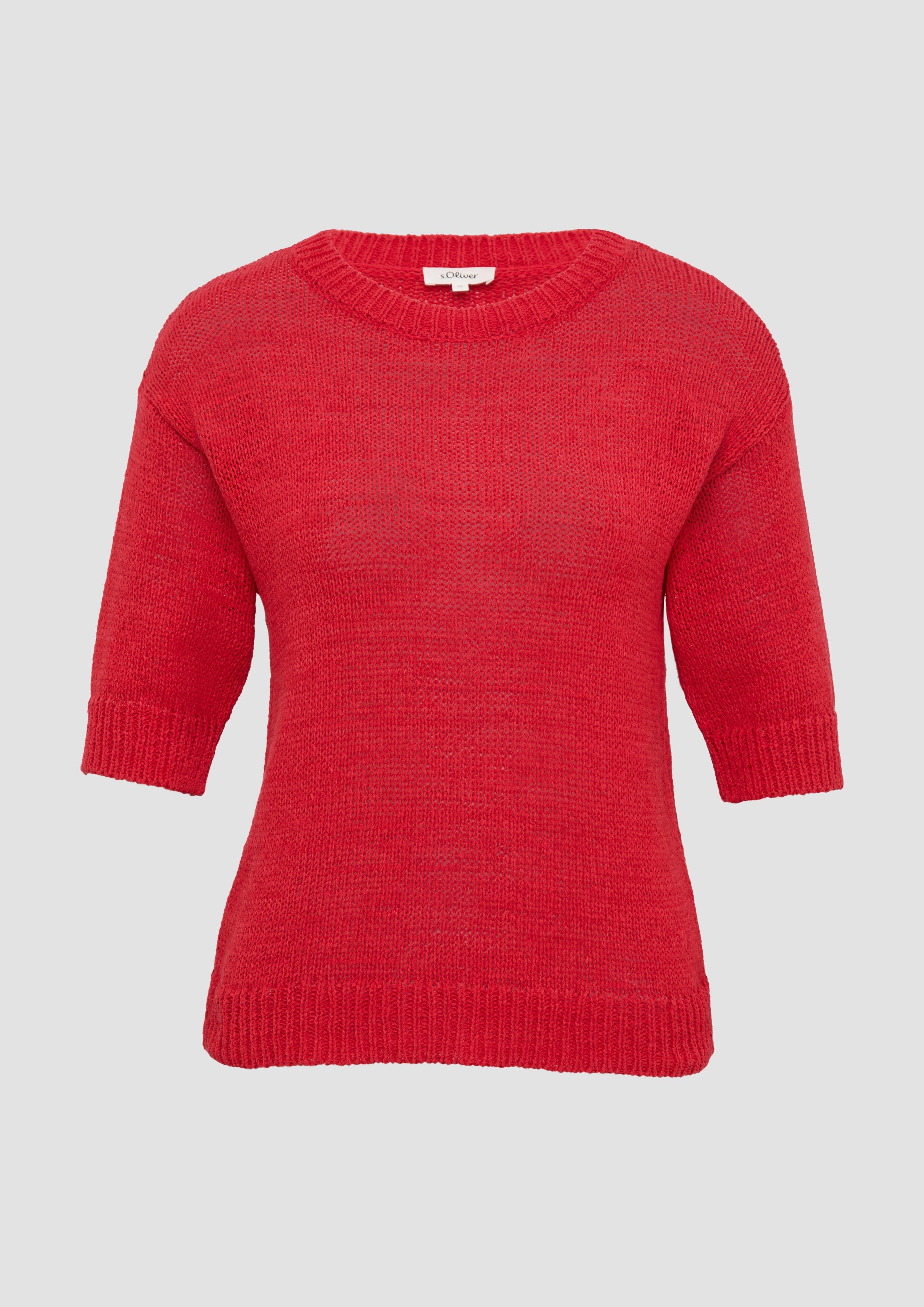 s.Oliver - Strickpullover aus Bändchengarn mit 3/4-Ärmeln, Damen, rot