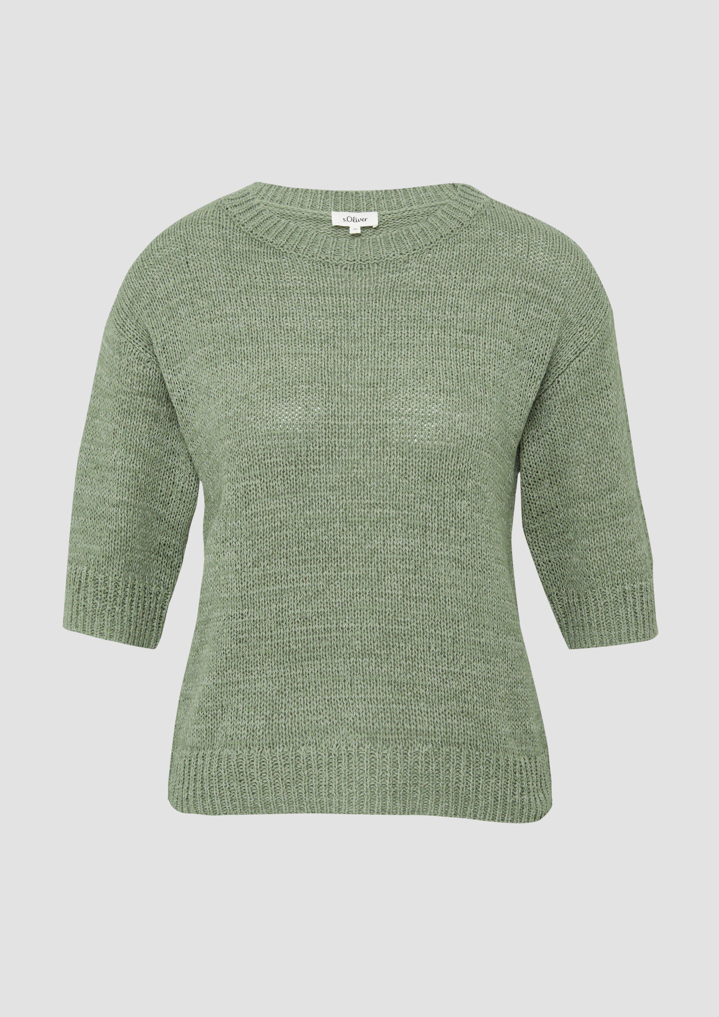 s.Oliver - Strickpullover aus Bändchengarn mit 3/4-Ärmeln, Damen, grün