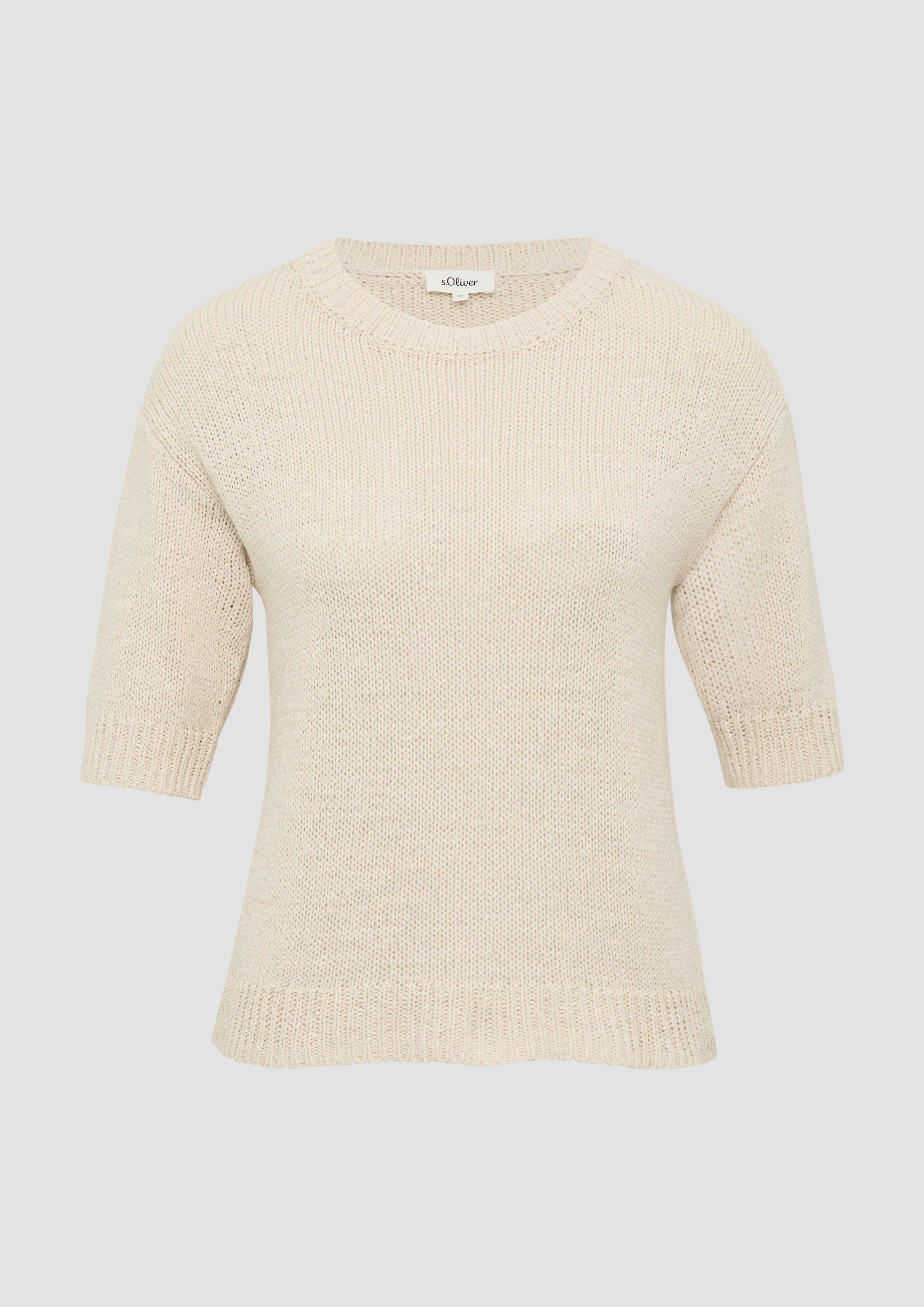 s.Oliver - Strickpullover aus Bändchengarn mit 3/4-Ärmeln, Damen, Beige