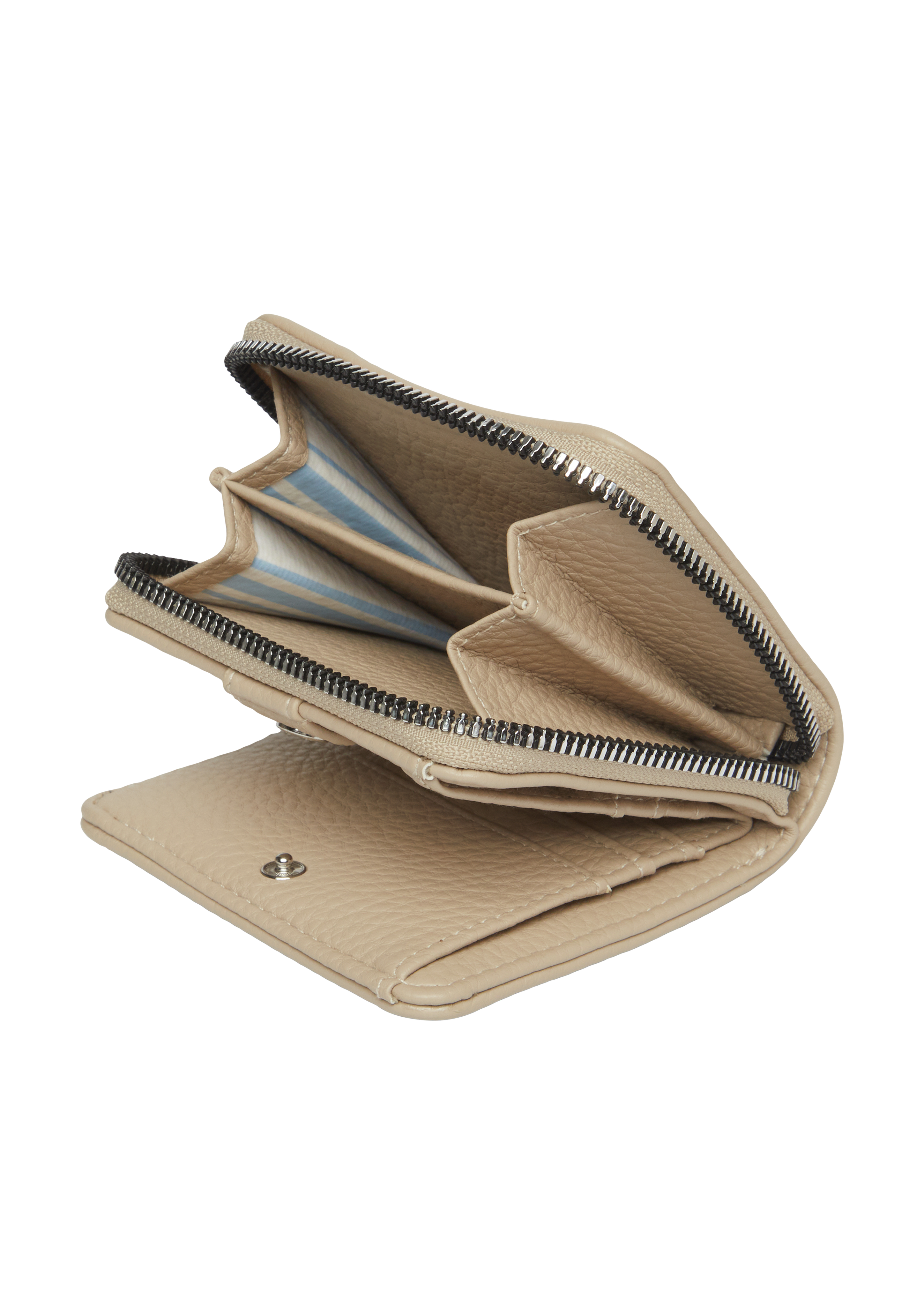 s.Oliver - Handliches Portemonnaie mit Reißverschluss und Strukturmuster, Damen, Beige