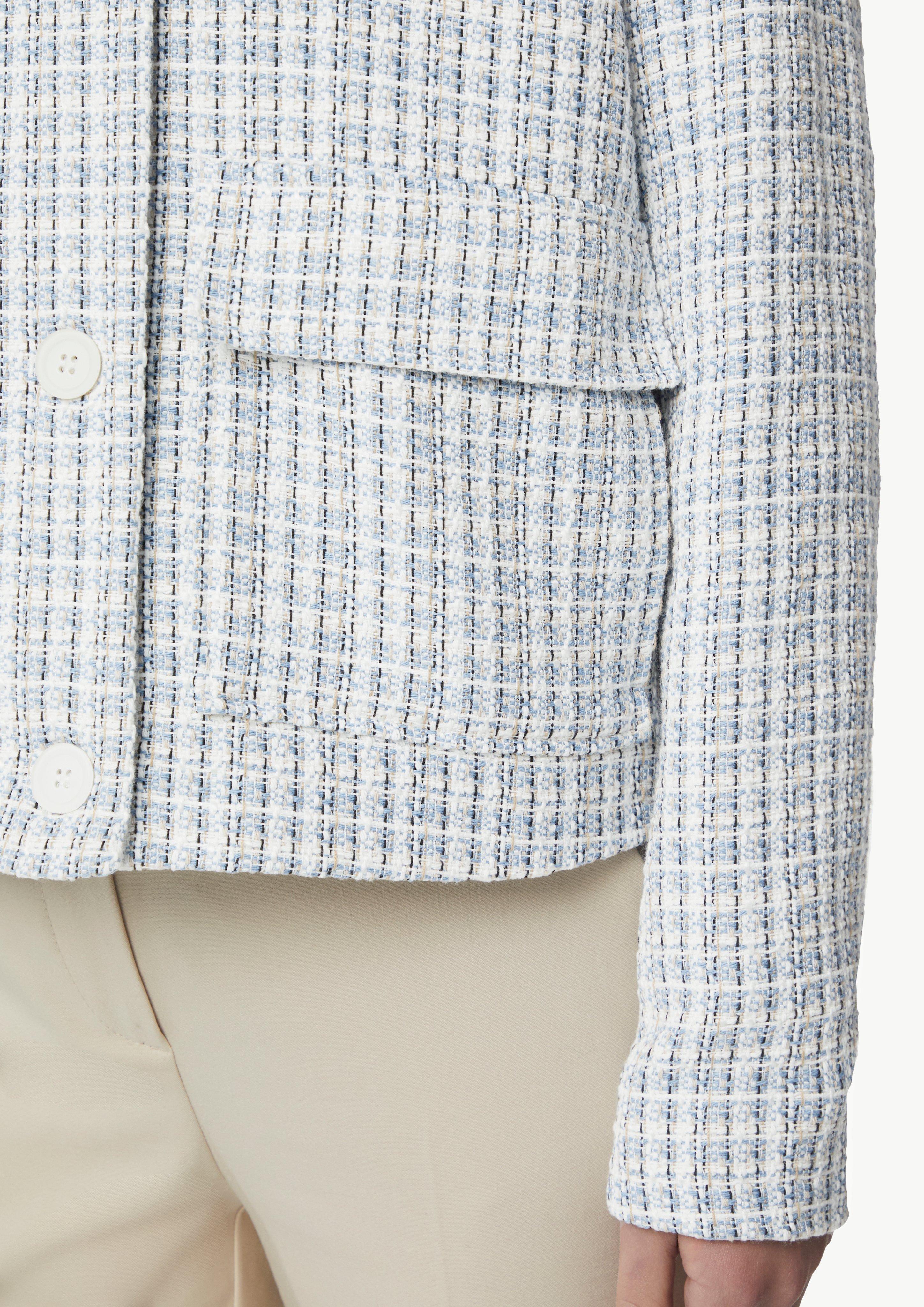 Short tweed jacket with patch pockets - pale blue | Comma Short tweed jacket with patch pockets - pale blue | Comma