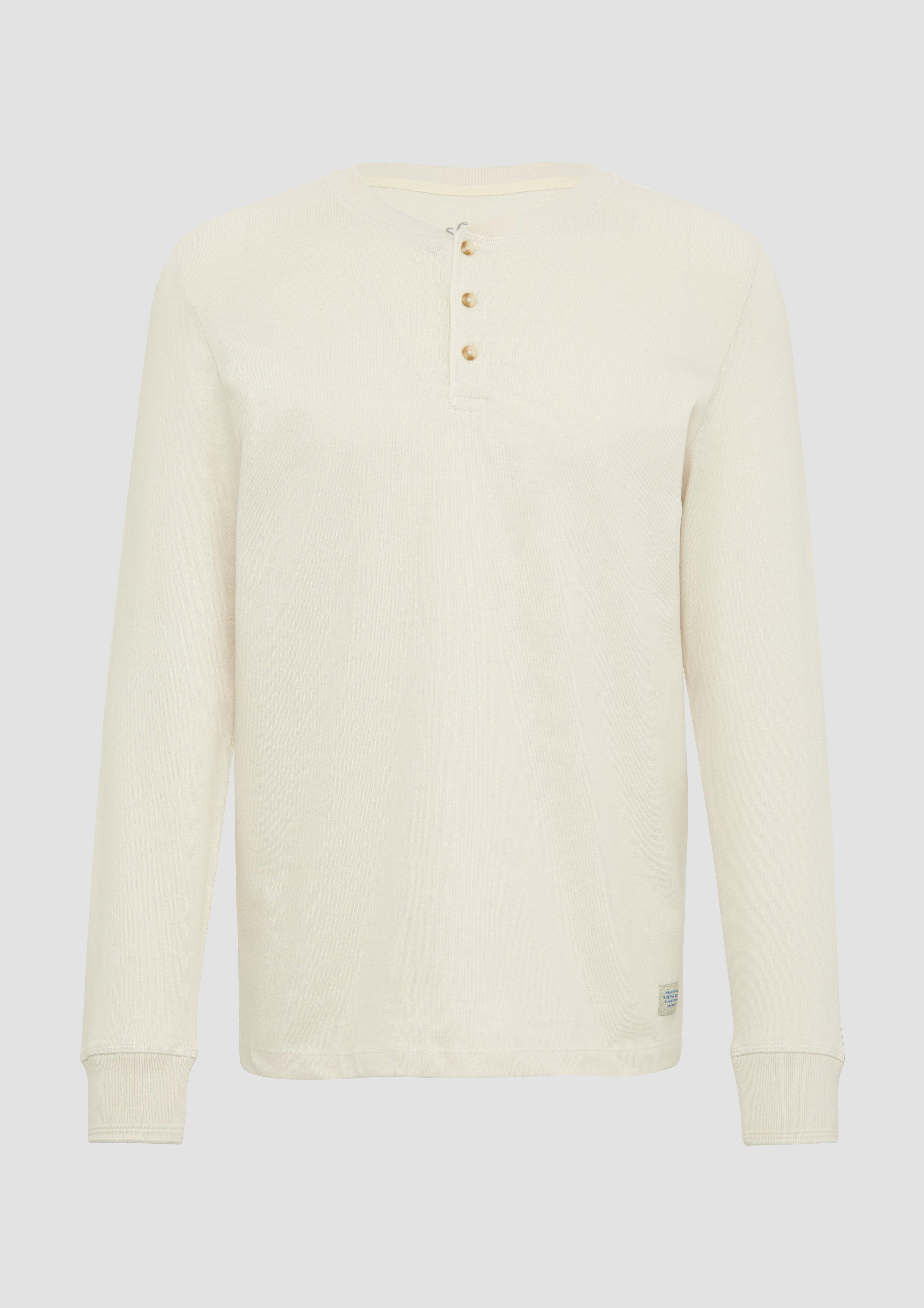 s.Oliver - Langarmshirt mit Henleyausschnitt und Ärmel-Bündchen, Herren, creme