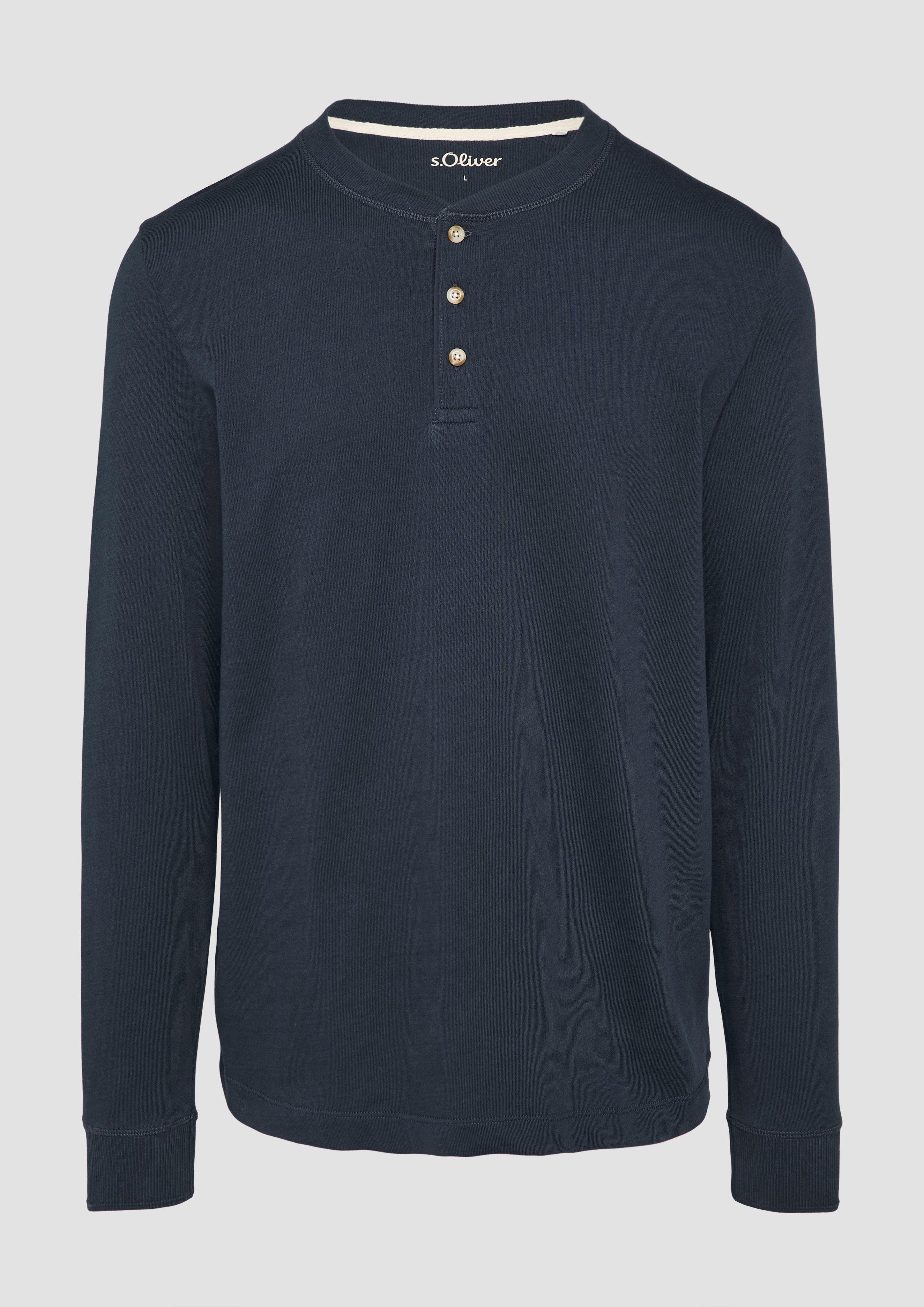 s.Oliver - Langarmshirt mit Henleyausschnitt und Ärmel-Bündchen, Herren, blau