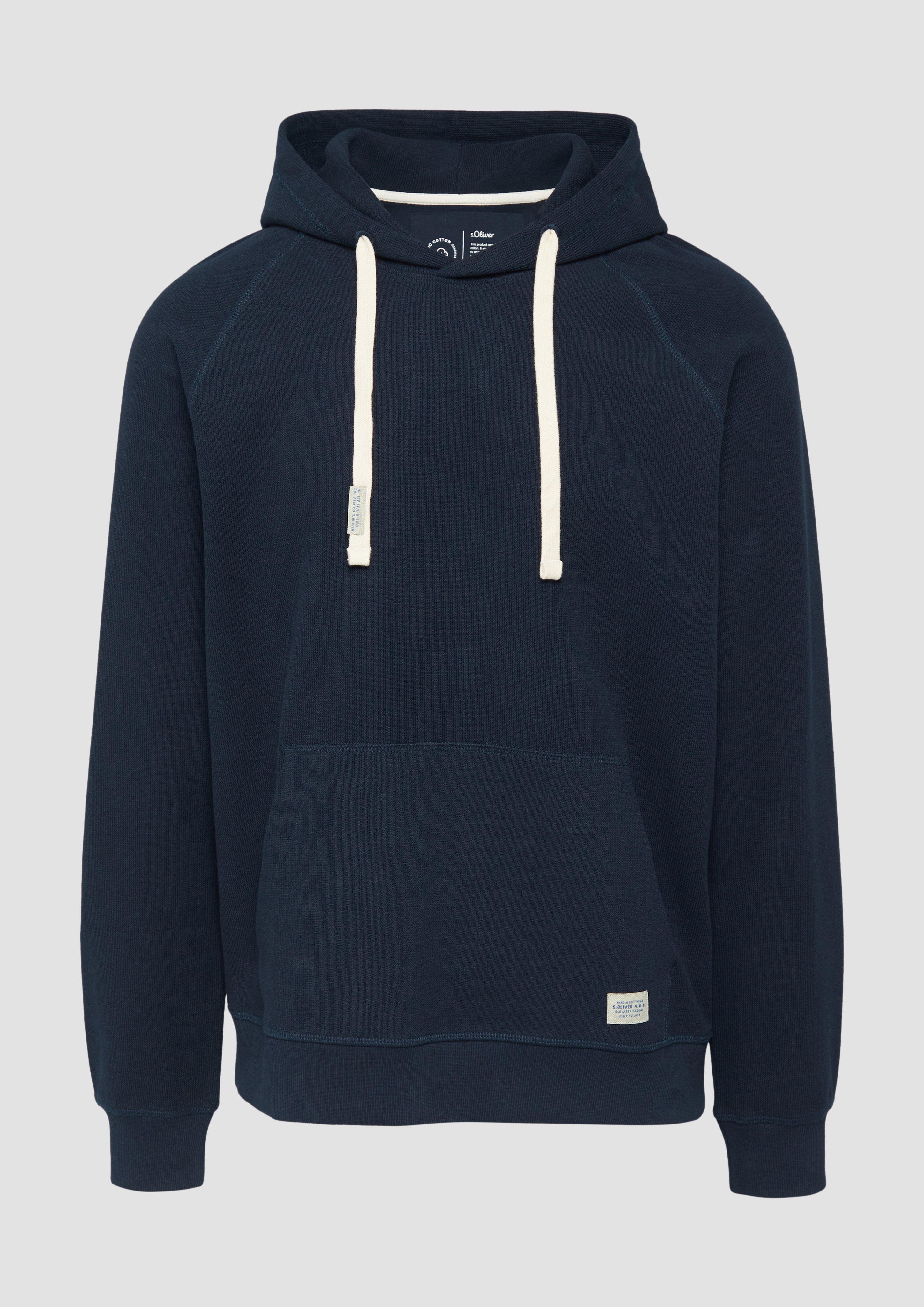 s.Oliver - Hoodie aus Baumwolle mit Logo-Patch und Struktur, Herren, blau