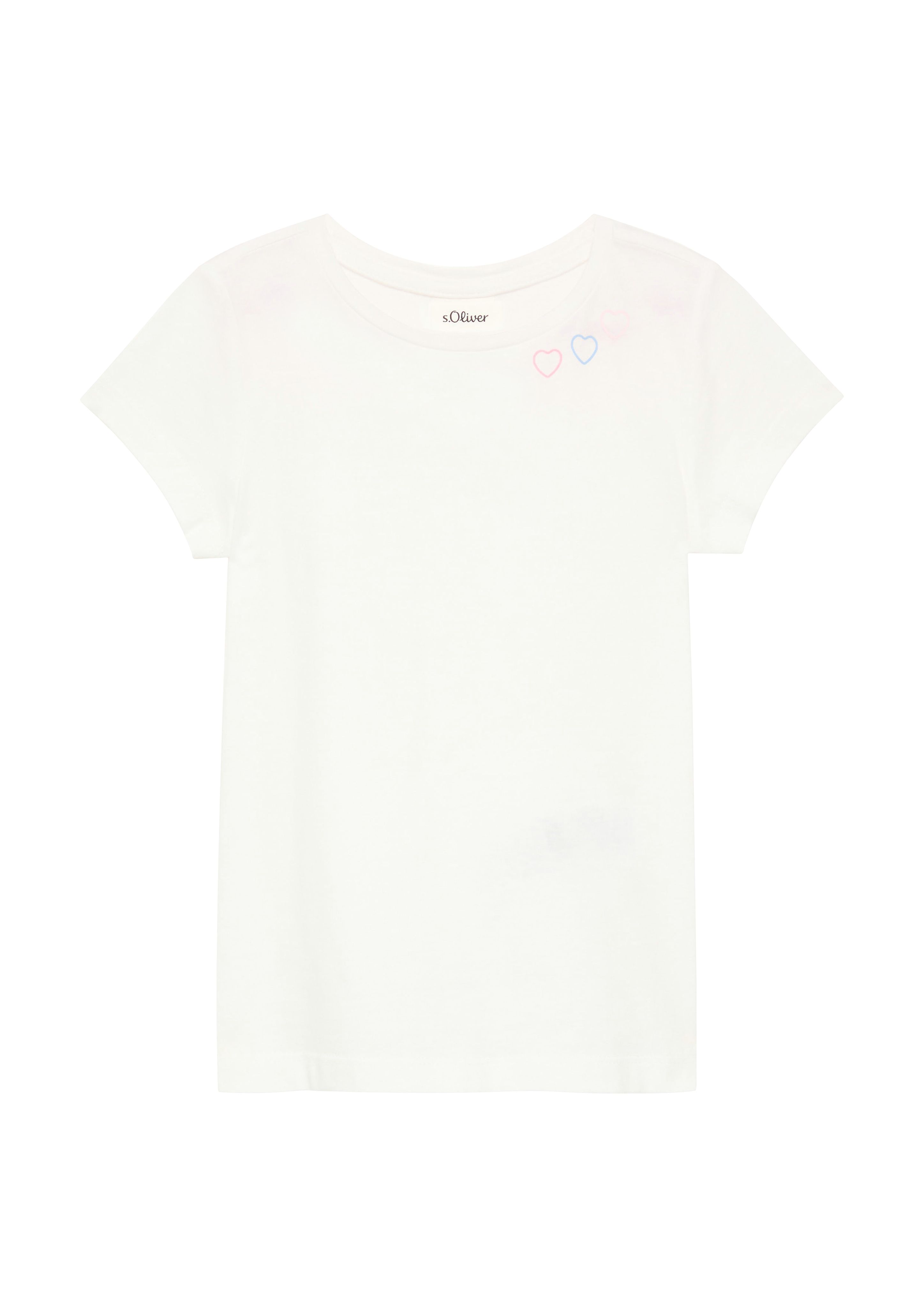 s.Oliver - Ausgestelltes T-Shirt aus Baumwolle mit kleinem Print, Kinder, weiß