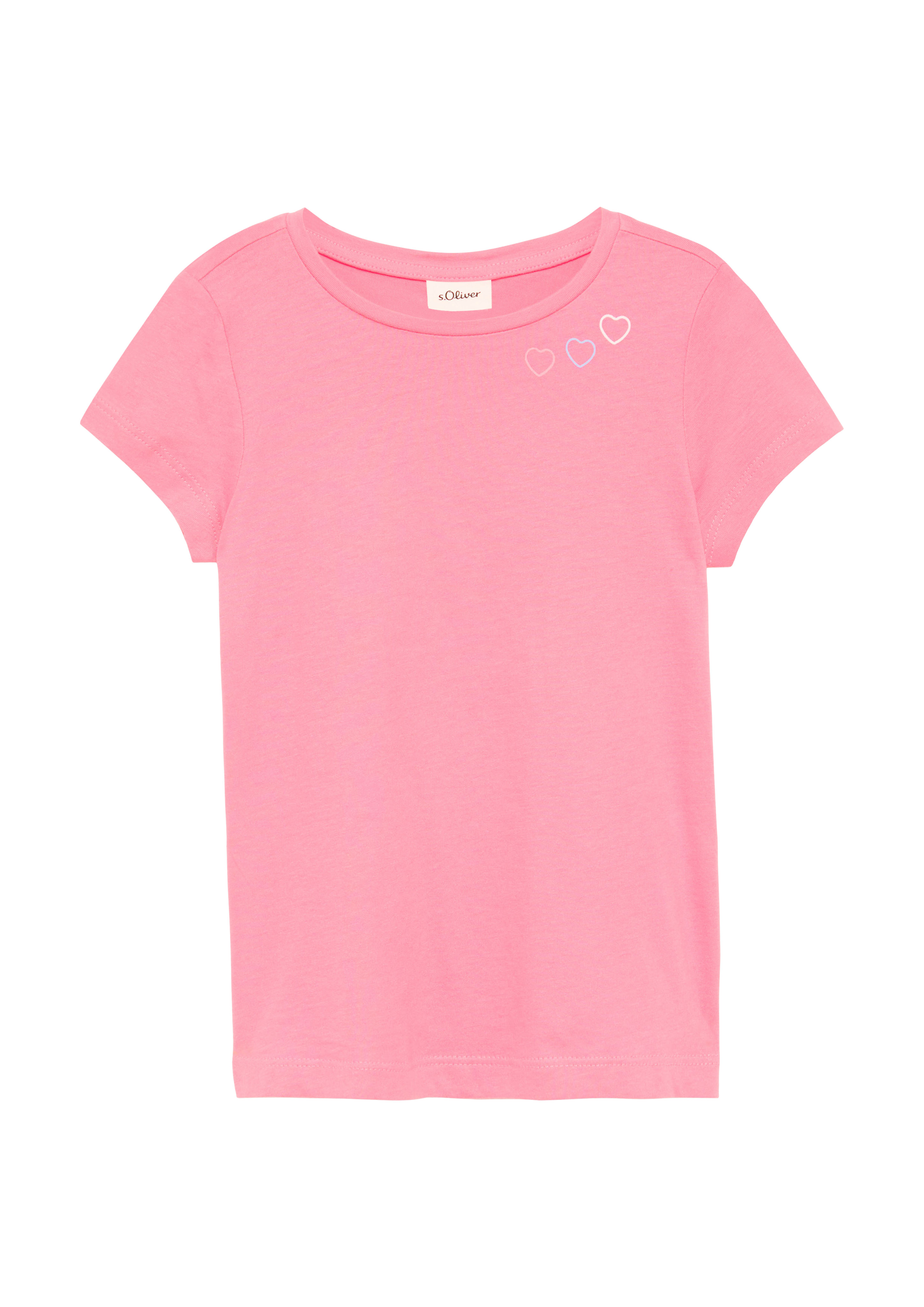 s.Oliver - Ausgestelltes T-Shirt aus Baumwolle mit kleinem Print, Kinder, Rosa