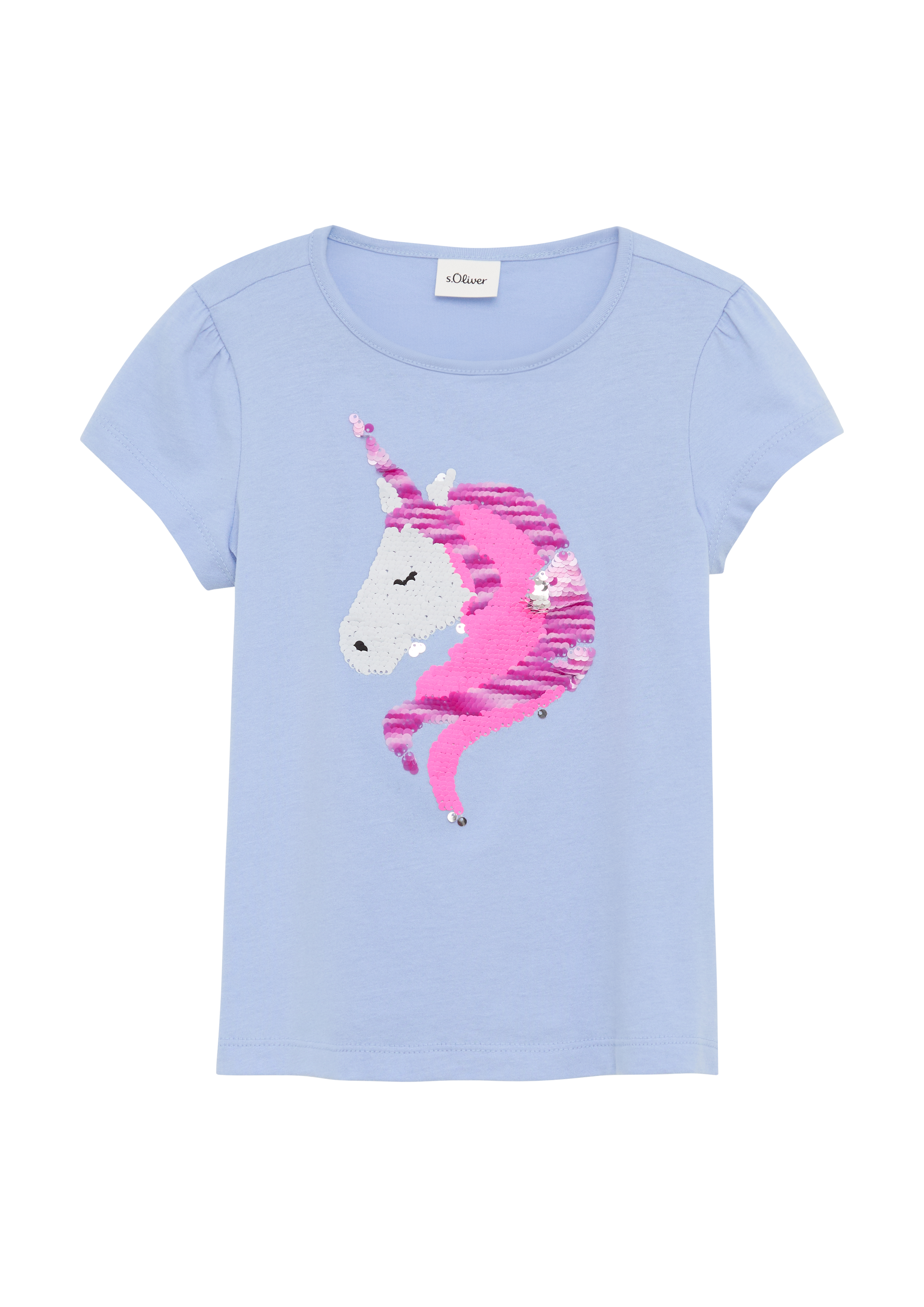 s.Oliver - Baumwollshirt in A-Shape mit Wendepailletten, Kinder, blau