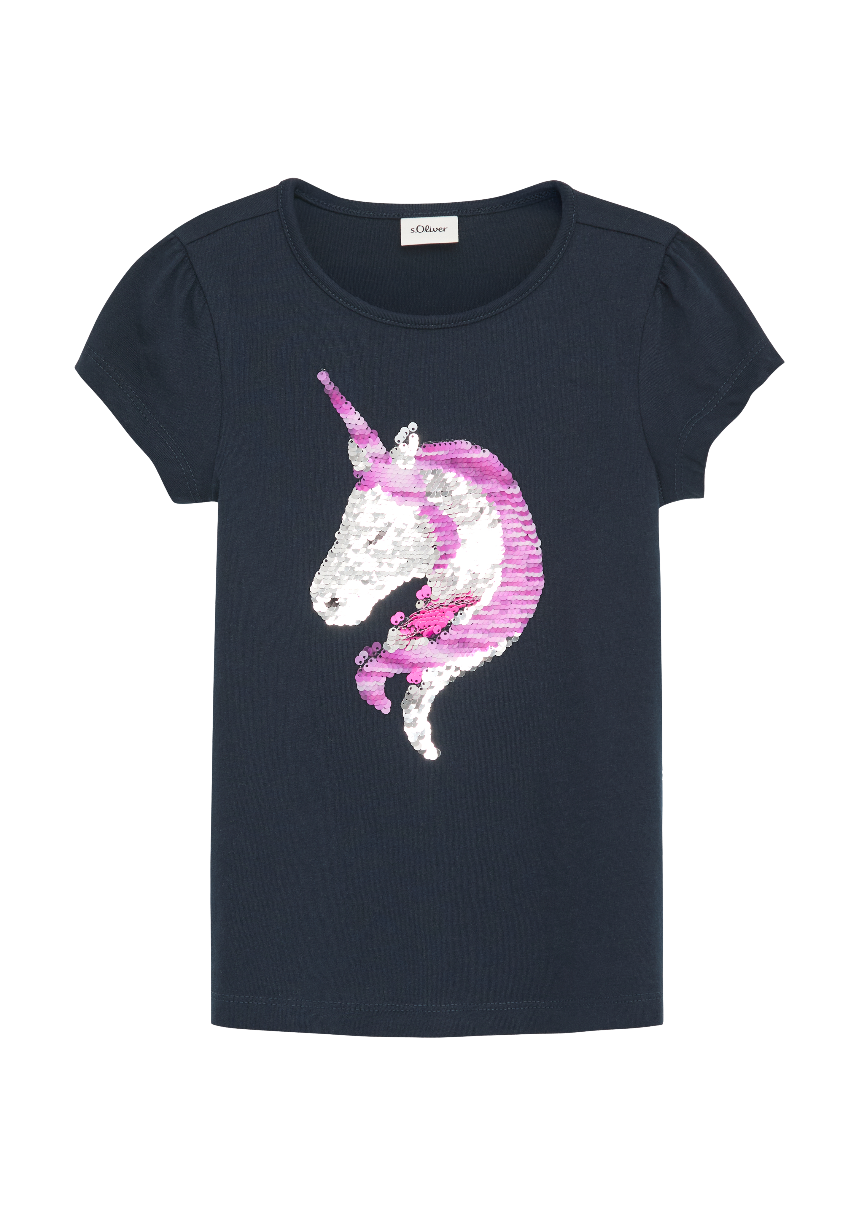 s.Oliver - Baumwollshirt in A-Shape mit Wendepailletten, Kinder, blau