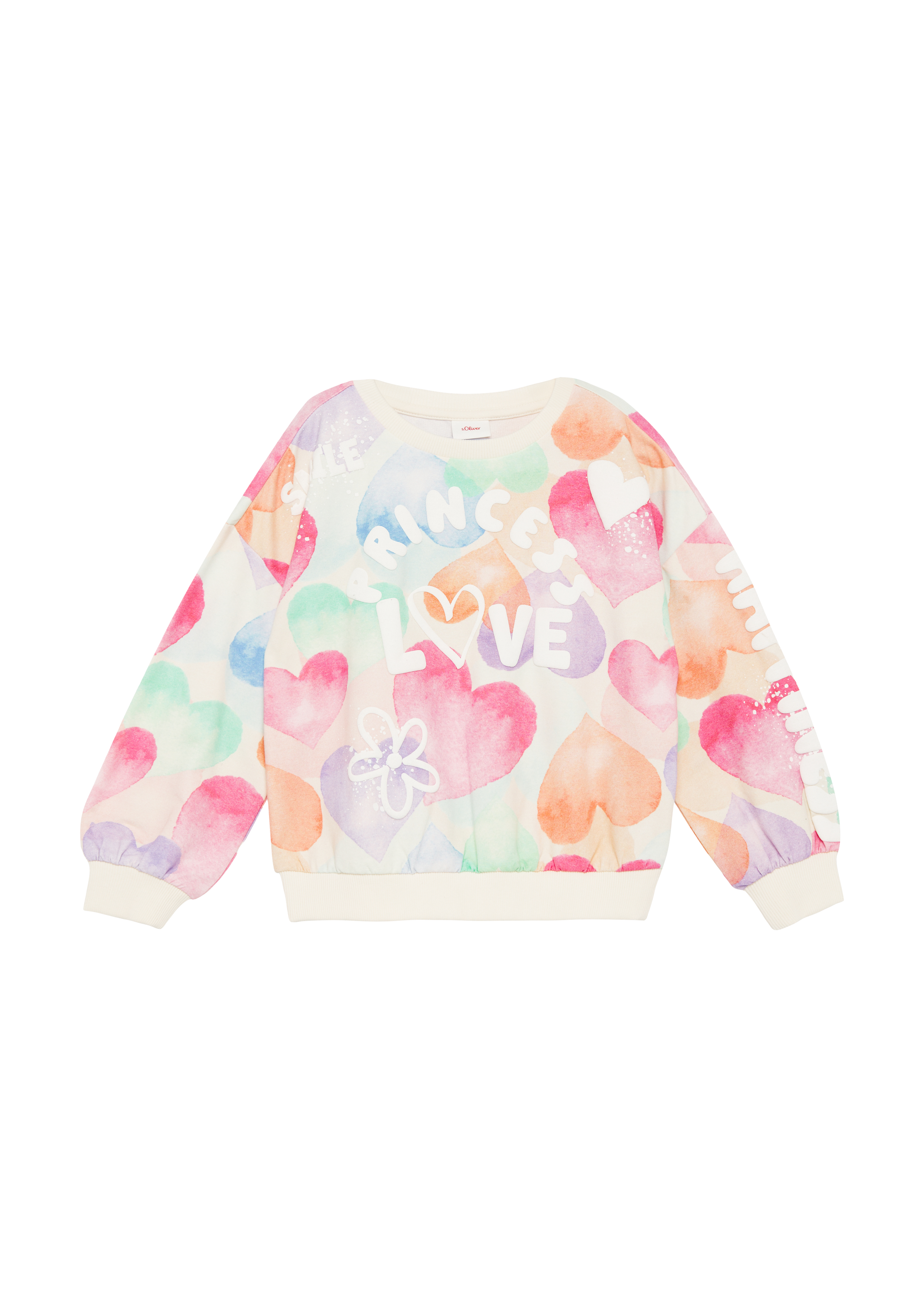 s.Oliver - Oversized-Sweatshirt mit All-over-Print, Kinder, creme|mehrfarbig