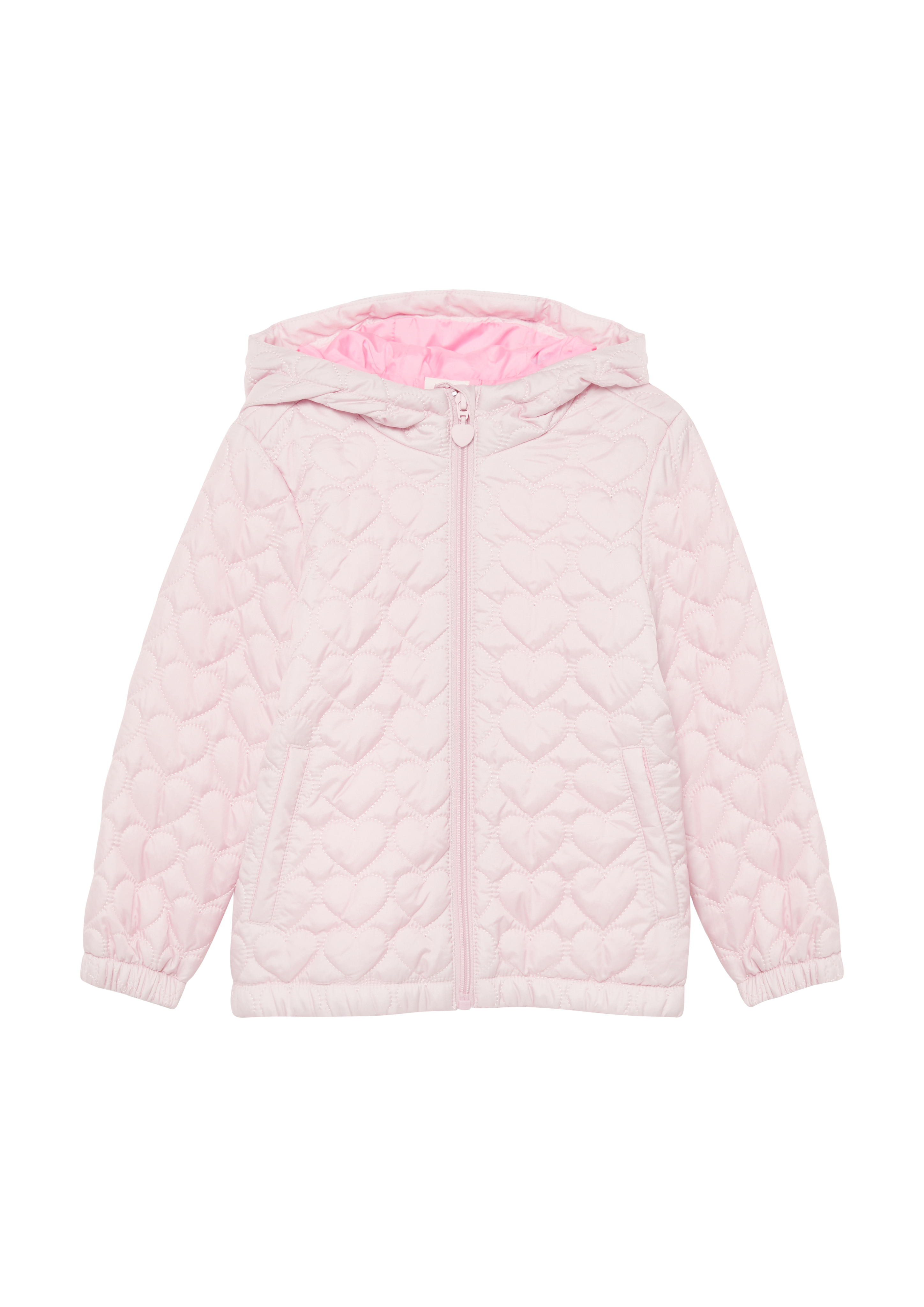 s.Oliver - Leicht wattierte Kapuzenjacke mit Herz-Steppung und dekorativen Reflektor-Details, Kinder, Rosa